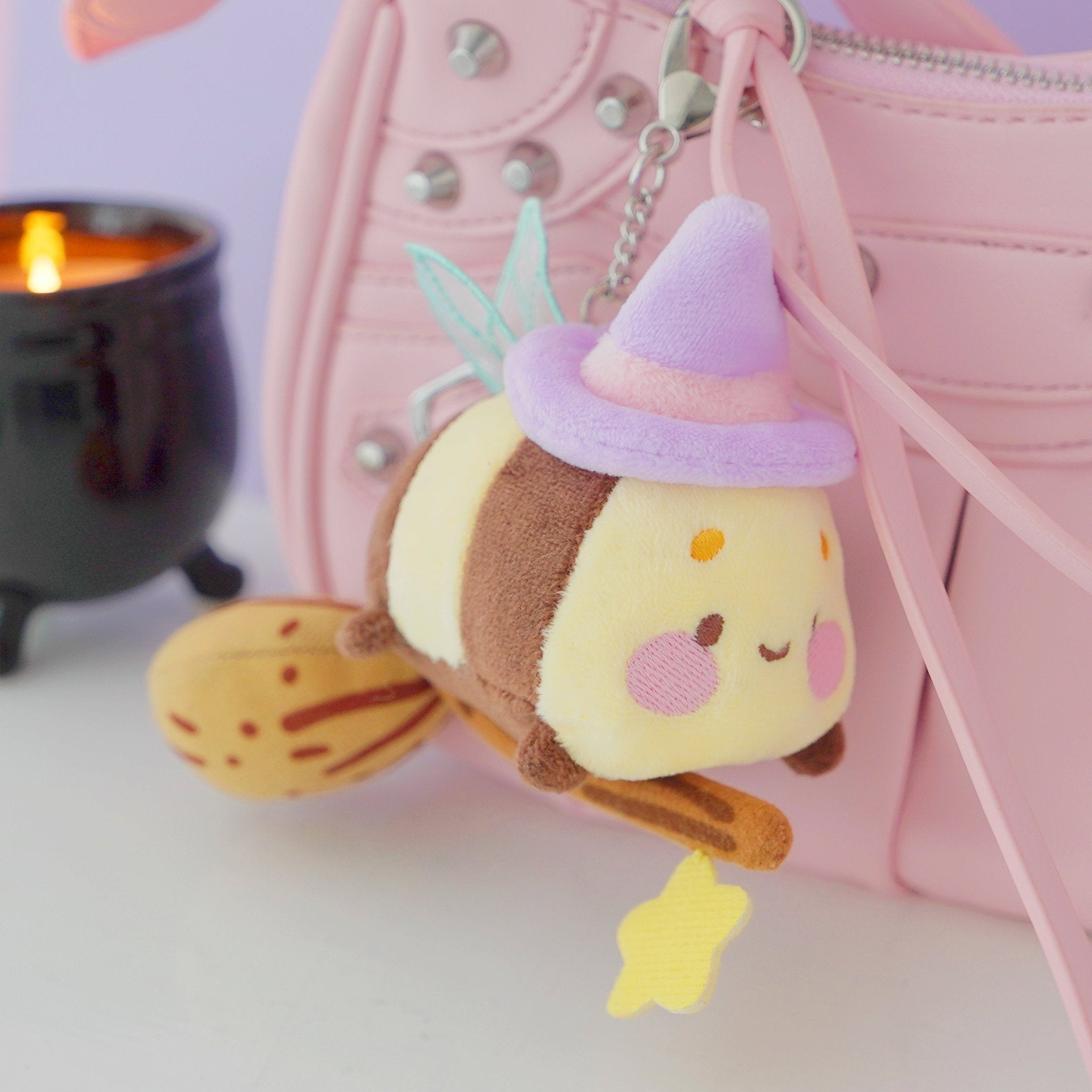 Bumblebutt Pastel Witch Plush Keychain | Kawaii Bee Witch Bag Charm Katnipp character product