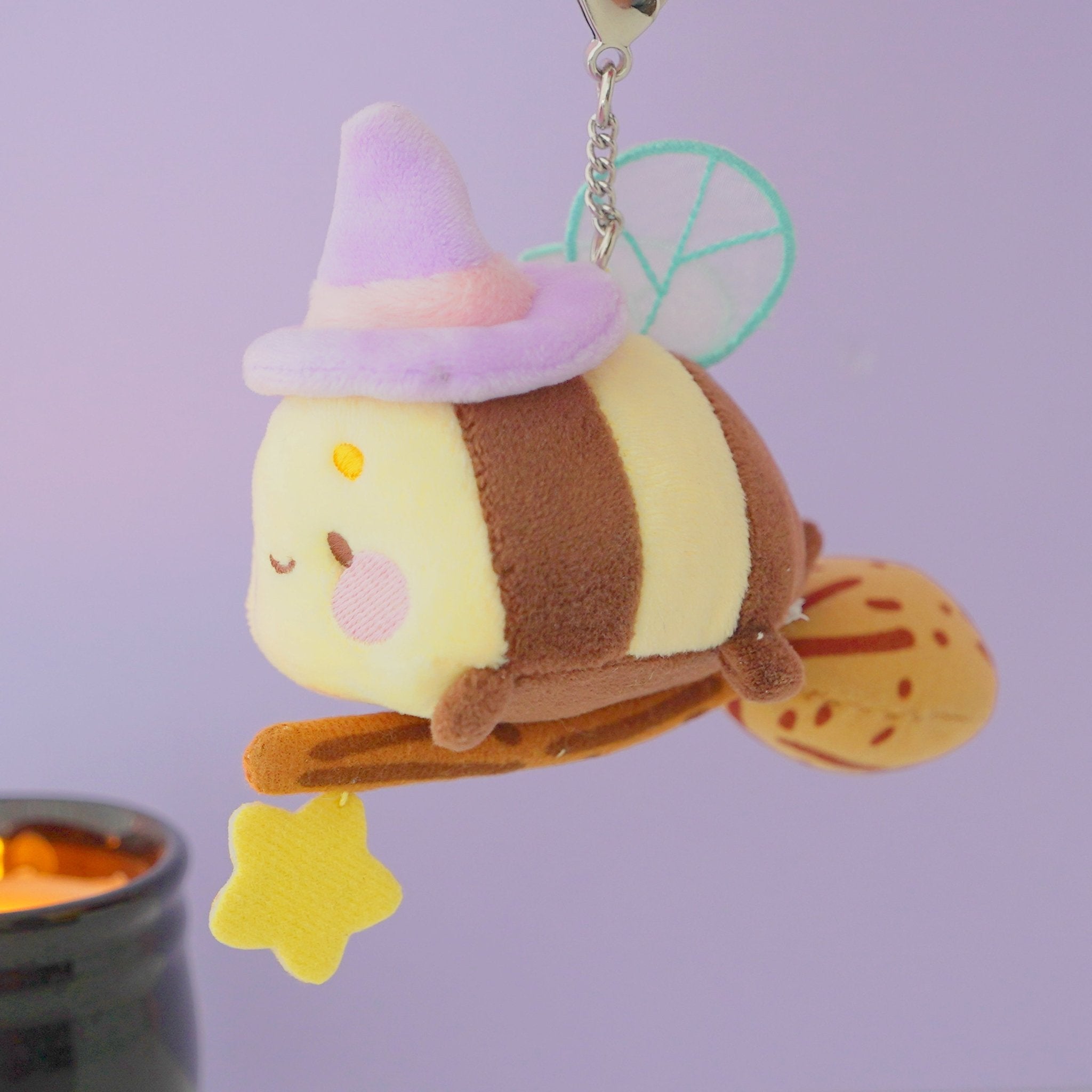 Bumblebutt Pastel Witch Plush Keychain | Kawaii Bee Witch Bag Charm Katnipp character product