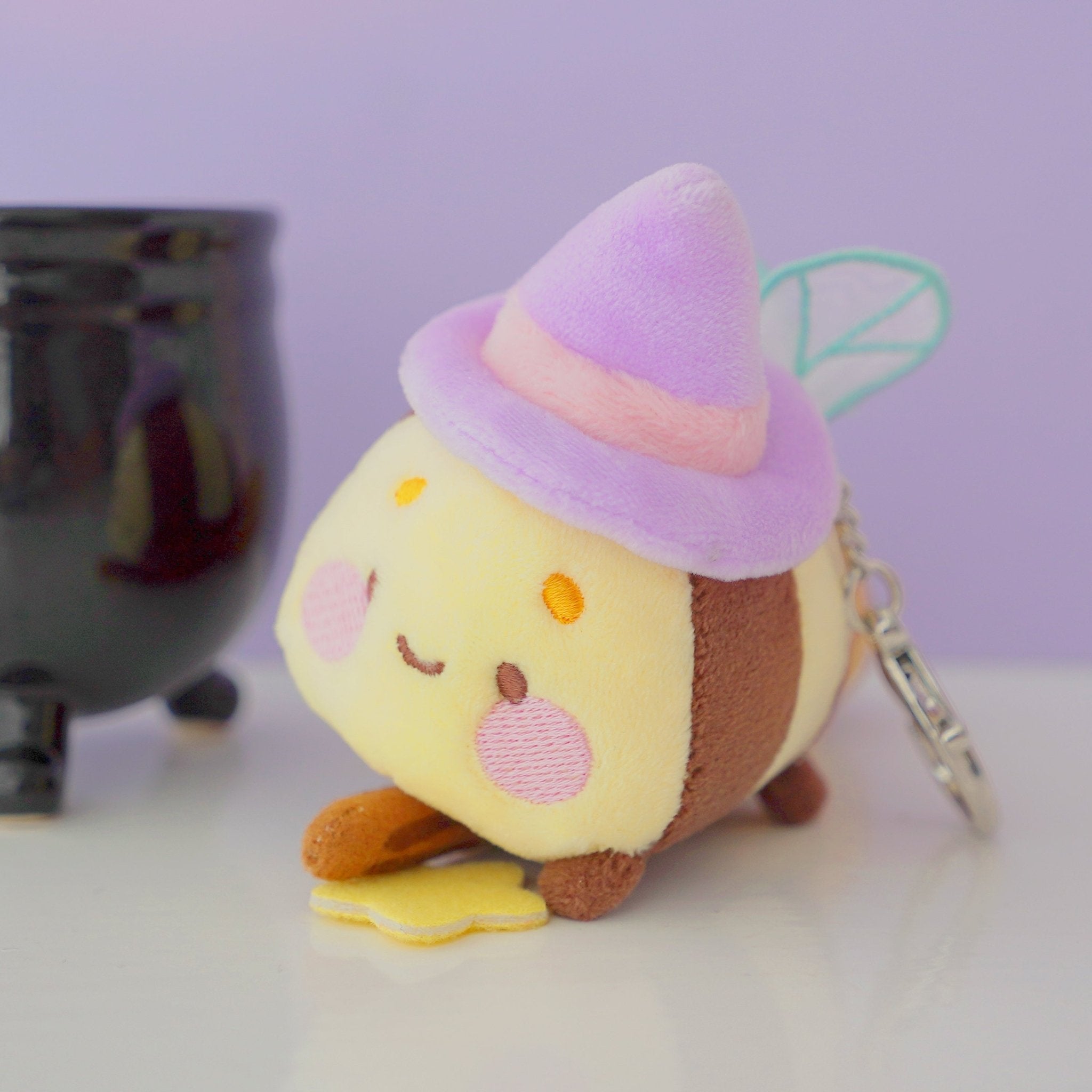 Bumblebutt Pastel Witch Plush Keychain | Kawaii Bee Witch Bag Charm Katnipp character product