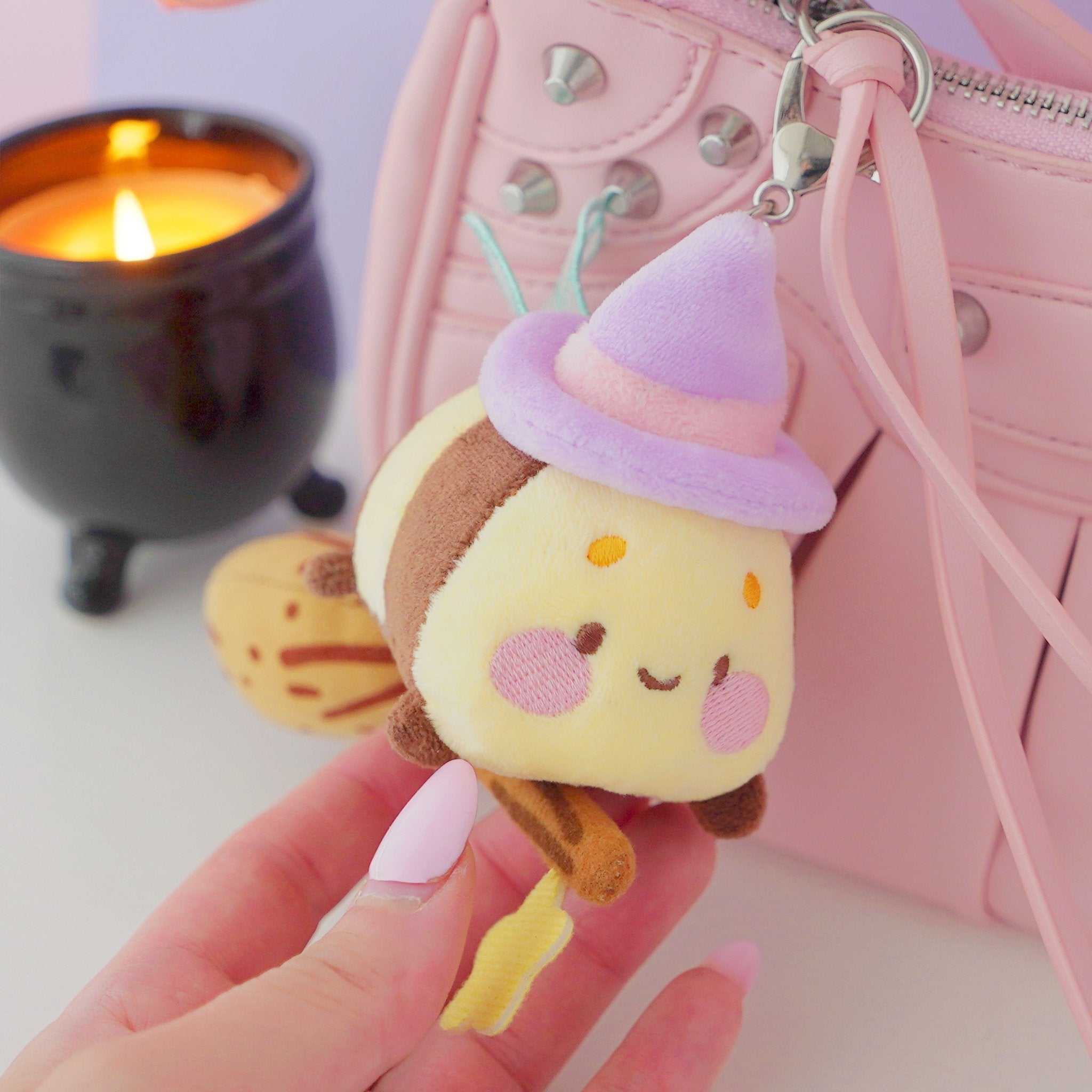 Bumblebutt Pastel Witch Plush Keychain | Kawaii Bee Witch Bag Charm Katnipp character product
