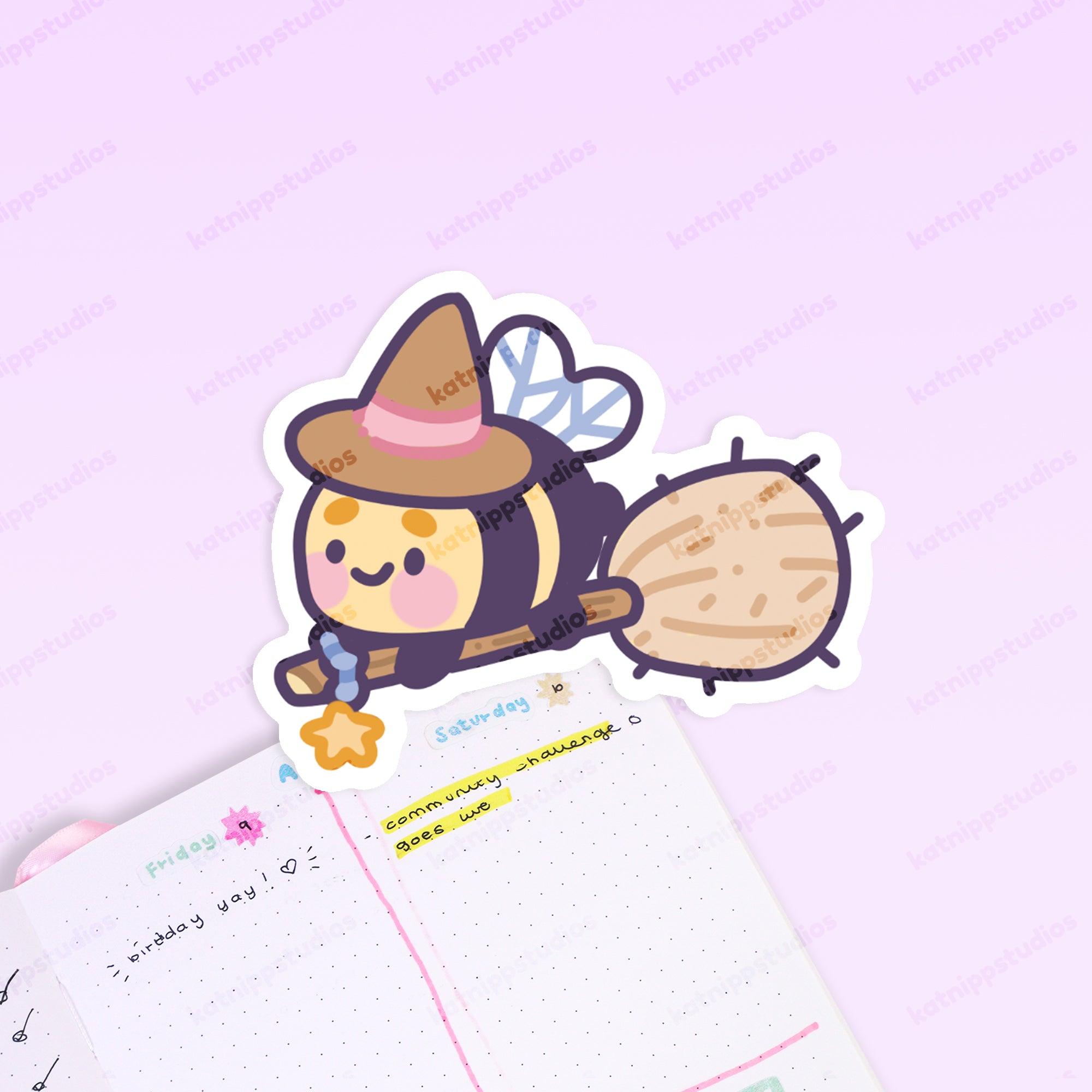 Bumblebutt Pastel Witch Sticker – Cute Kawaii Halloween Decor | Waterproof Vinyl - Katnipp Studios