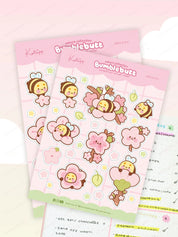 Bumblebutt Sakura A5 Waterproof Vinyl Sticker Sheet | Cute Kawaii Cherry Blossom Stickers | BBS004 Katnipp character product