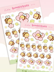 Bumblebutt Sakura A6 Planner Sticker Sheet | Cute Kawaii Bee & Cherry Blossom Stickers | BBS002 Katnipp character product