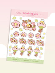 Bumblebutt Sakura A6 Planner Sticker Sheet | Cute Kawaii Bee & Cherry Blossom Stickers | BBS003 Katnipp character product