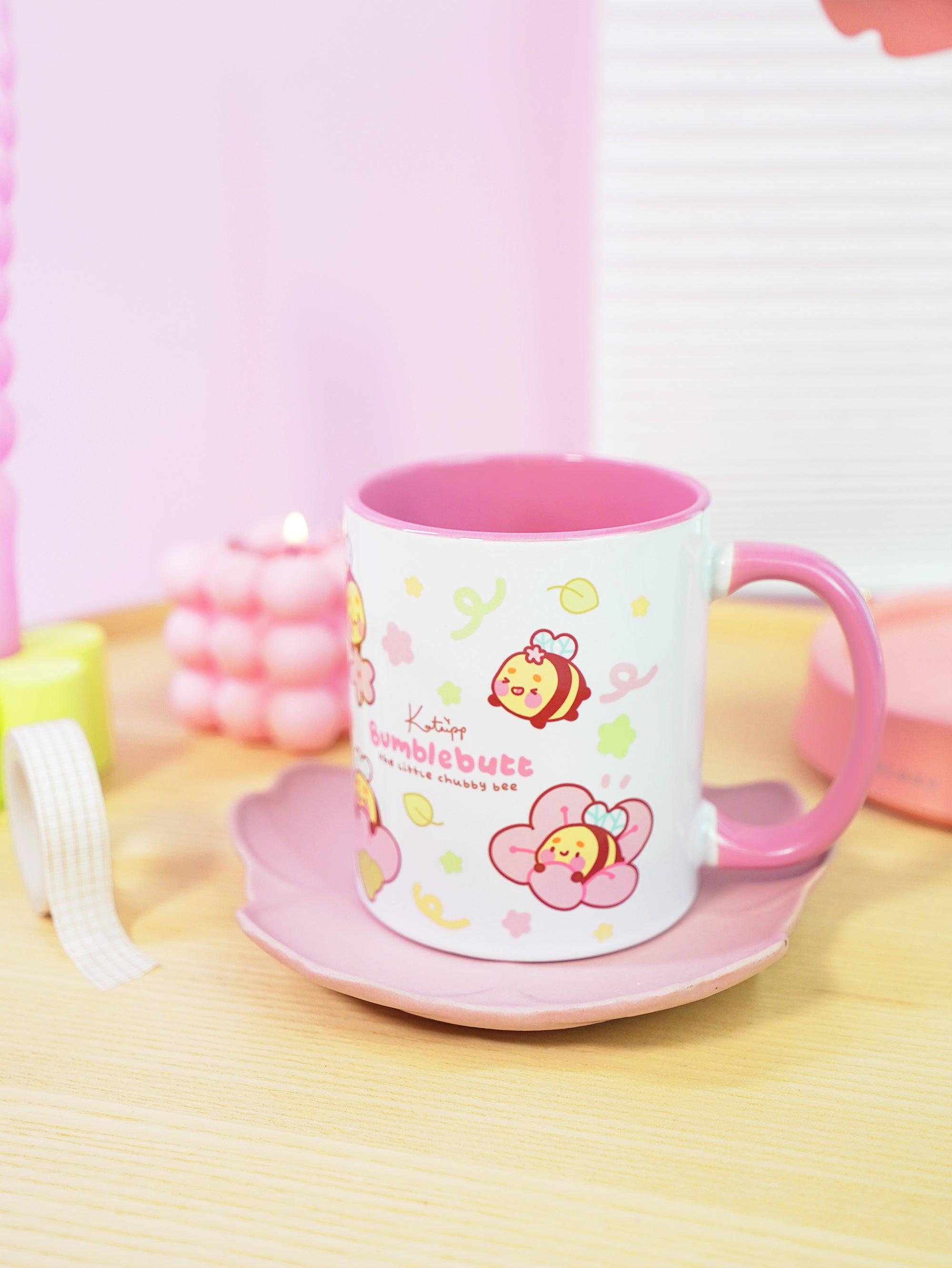 Bumblebutt Sakura Ceramic Mug | Kawaii Katnipp Bumblebee Drinkware - Katnipp Studios