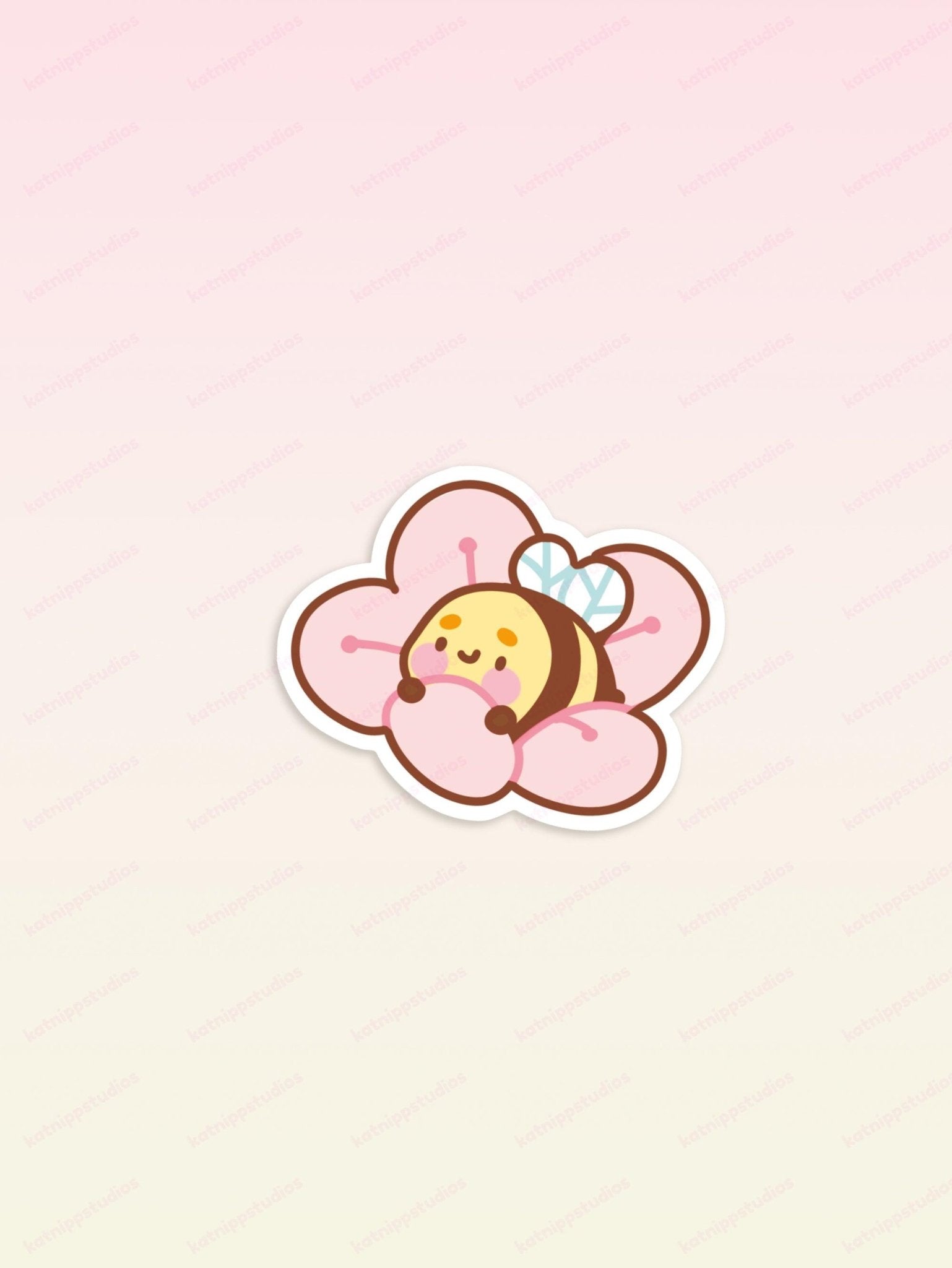 Bumblebutt Sakura Flower Die-Cut Vinyl Sticker | Cute Kawaii Bee Cherry Blossom Sticker Katnipp character product