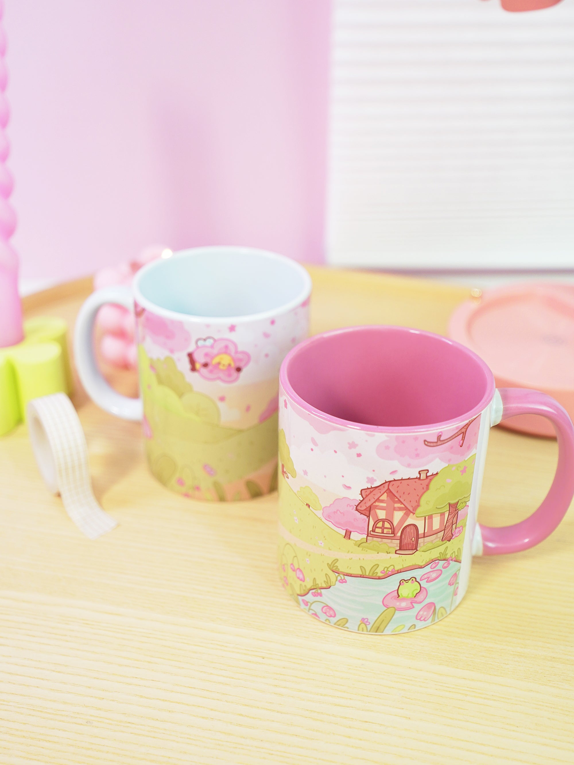 Bumblebutt Sakura Scene Ceramic Mug | Personalised Kawaii Springtime Drinkware | Katnipp Bumblebee Mug - Katnipp Studios