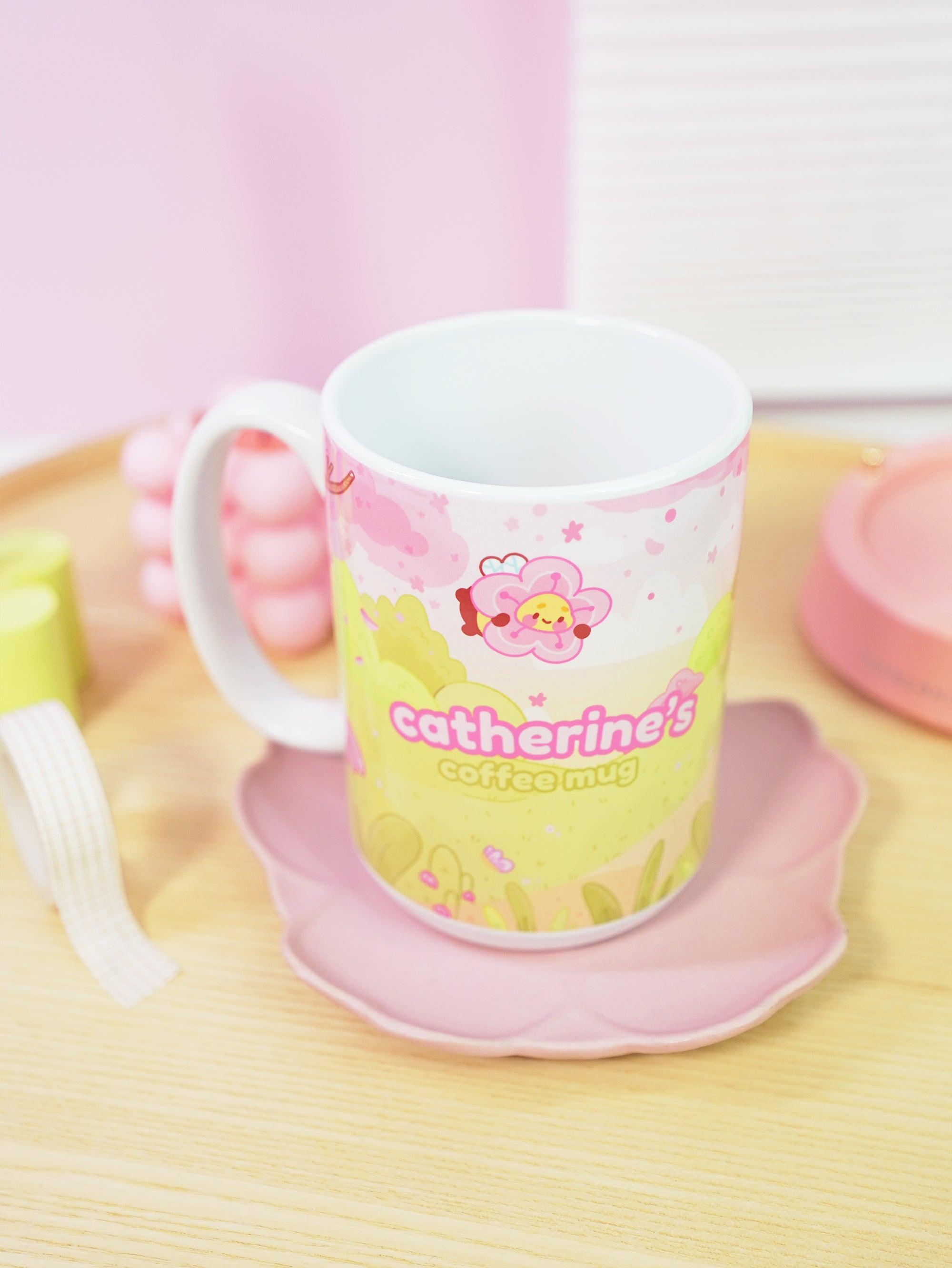 Bumblebutt Sakura Scene Ceramic Mug | Personalised Kawaii Springtime Drinkware | Katnipp Bumblebee Mug - Katnipp Studios