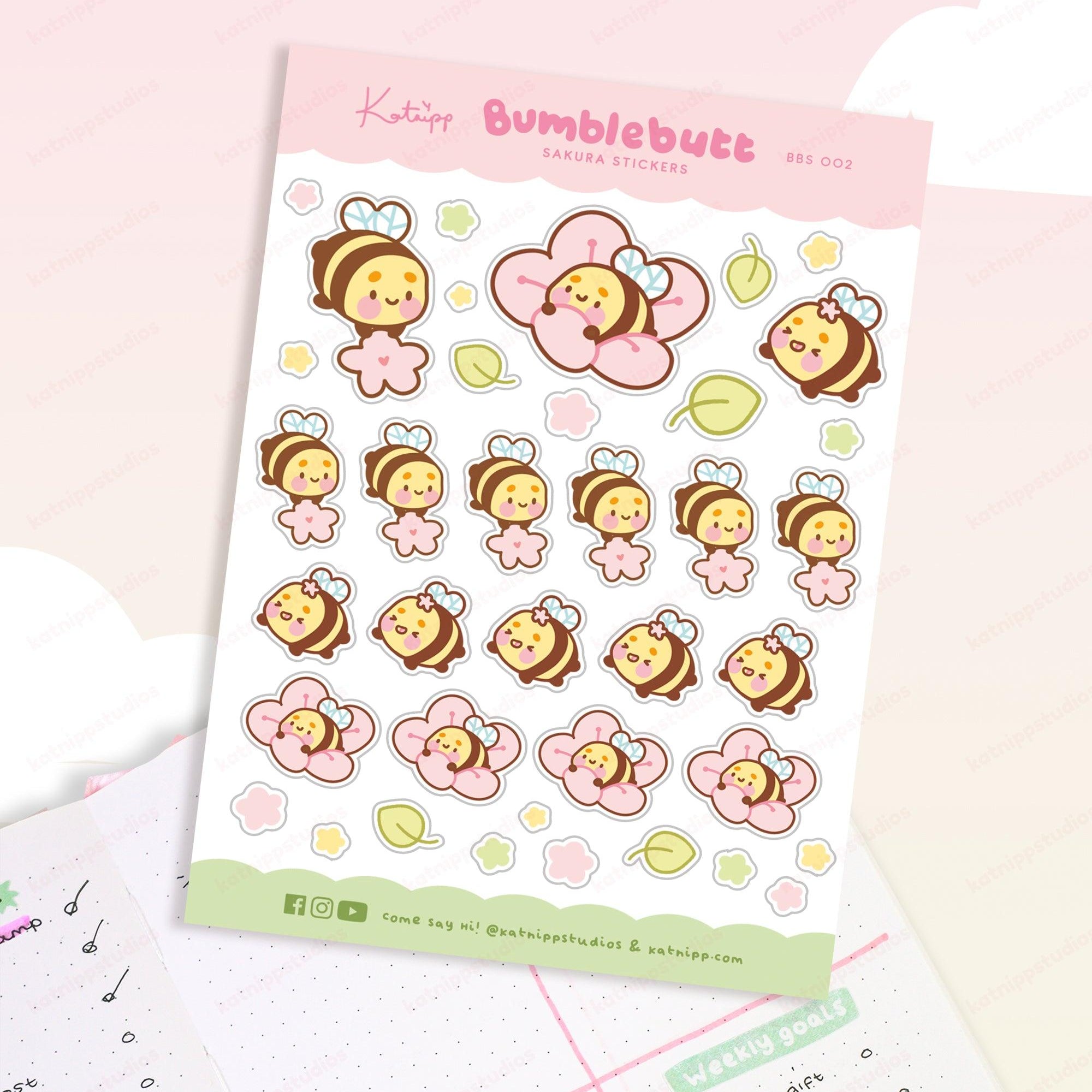Bumblebutt the Adorable Bumblebee Sakura Spring Planner Sticker Sheet | BBS 002 - Katnipp Studios
