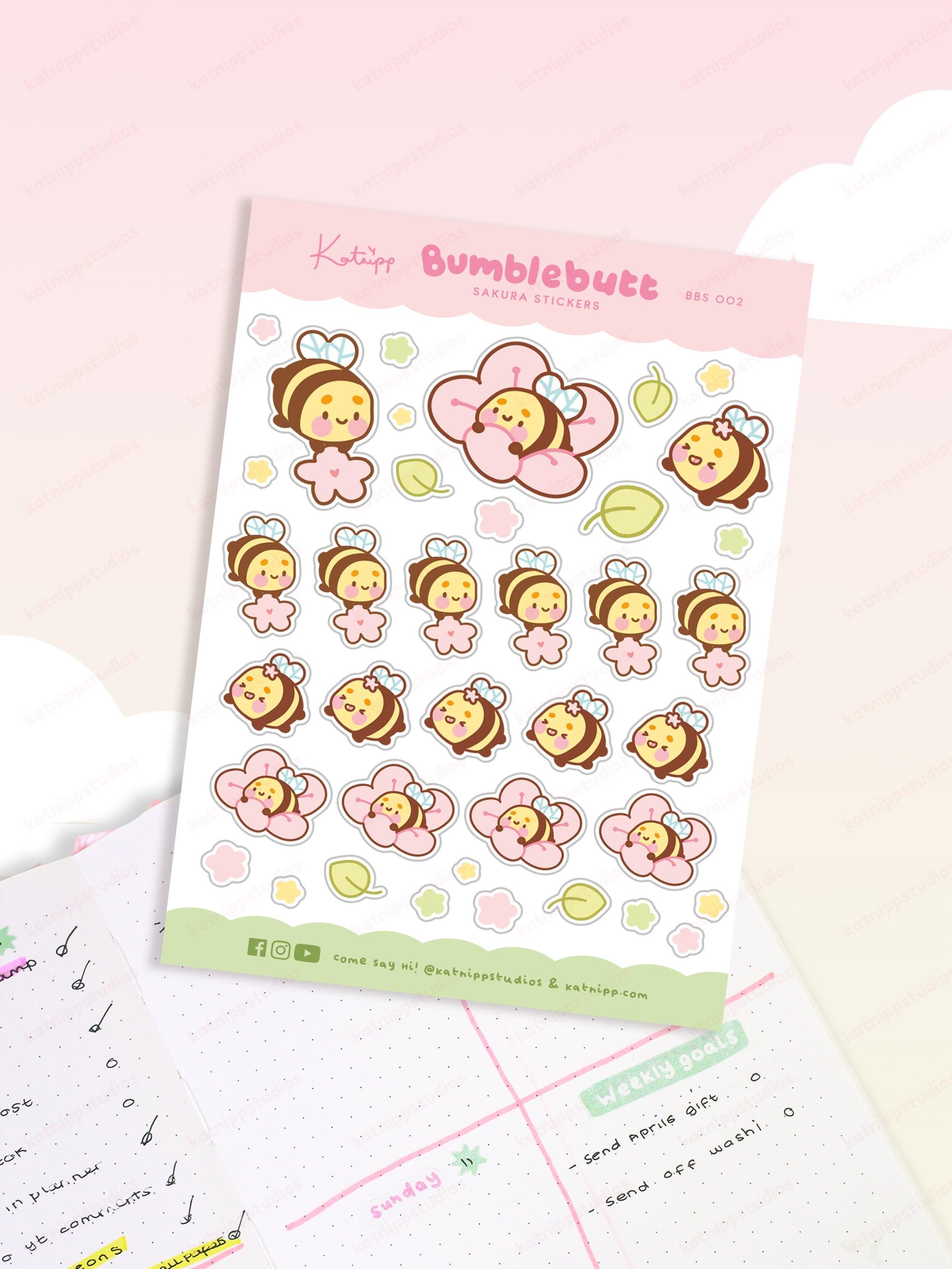 Bumblebutt the Adorable Bumblebee Sakura Spring Planner Sticker Sheet | BBS 002 - Katnipp Studios