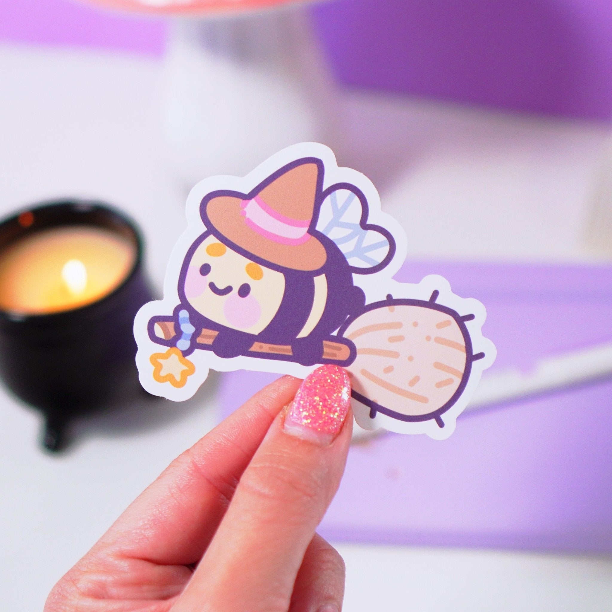 Bumblebutt Witch Bee Vinyl Sticker | Kawaii Pastel Witch Katnipp character product