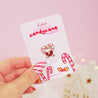 Candy Cane Heart Enamel Pin | Cute Christmas Enamel Pin | Festive Holiday Accessory - Katnipp Studios