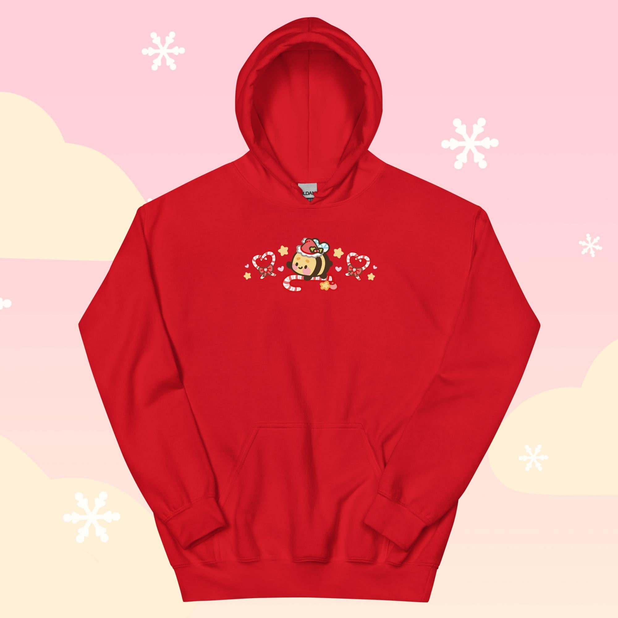Candy Cane Lane Christmas Hoodie | Bumble Bee Kawaii Holiday Apparel | Festive Winter Clothing Katnipp character product