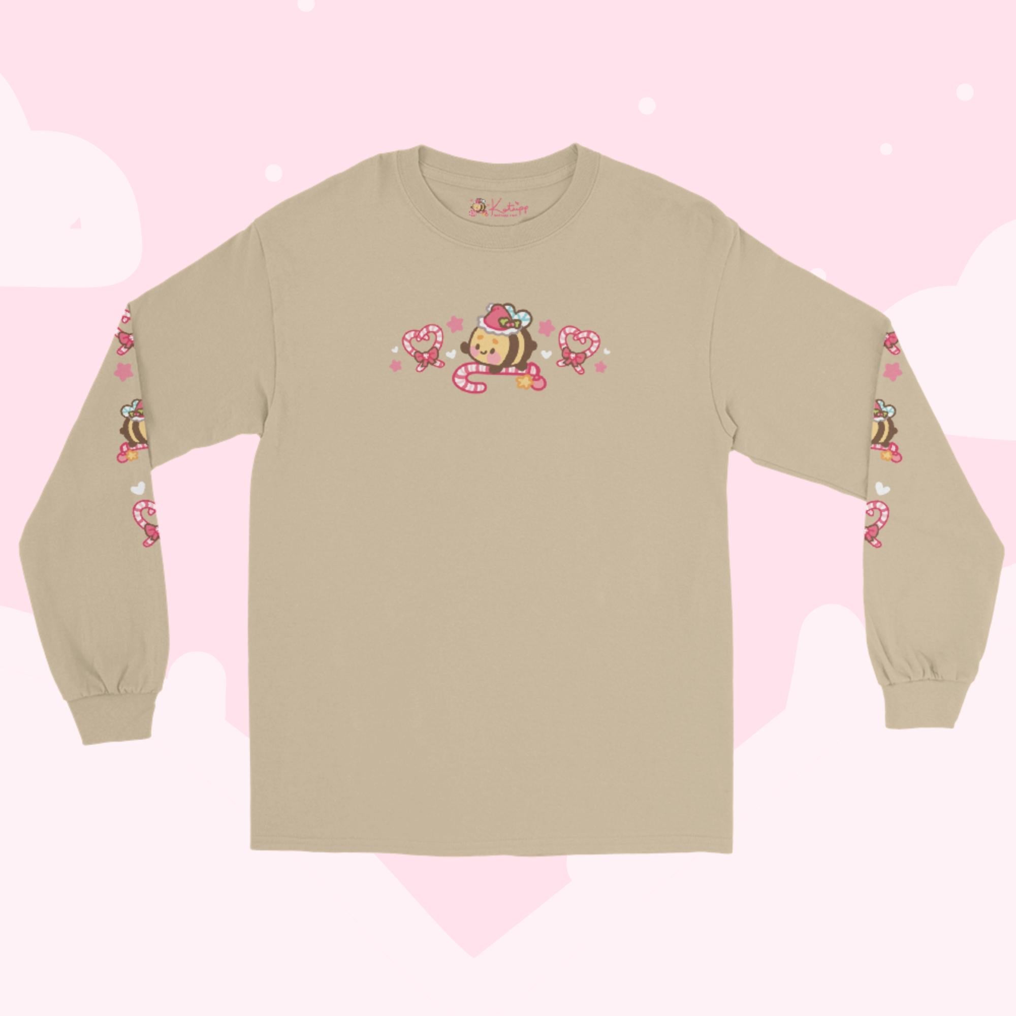 Candy Cane Lane Christmas Long Sleeve Shirt | Bumblebutt the Bumble Bee Holiday Apparel | Festive Winter Clothing Katnipp character product