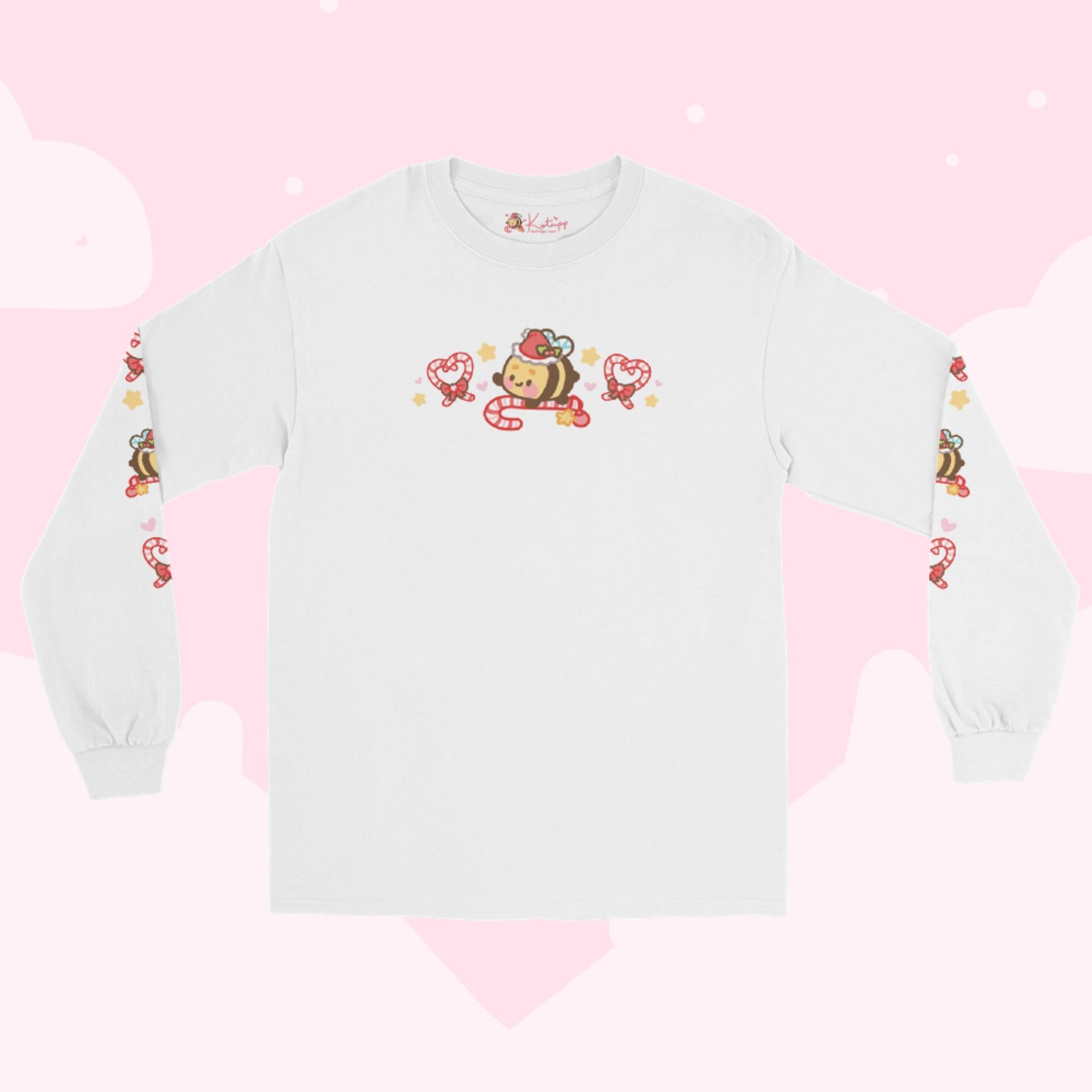 Candy Cane Lane Christmas Long Sleeve Shirt | Bumblebutt the Bumble Bee Holiday Apparel | Festive Winter Clothing Katnipp character product