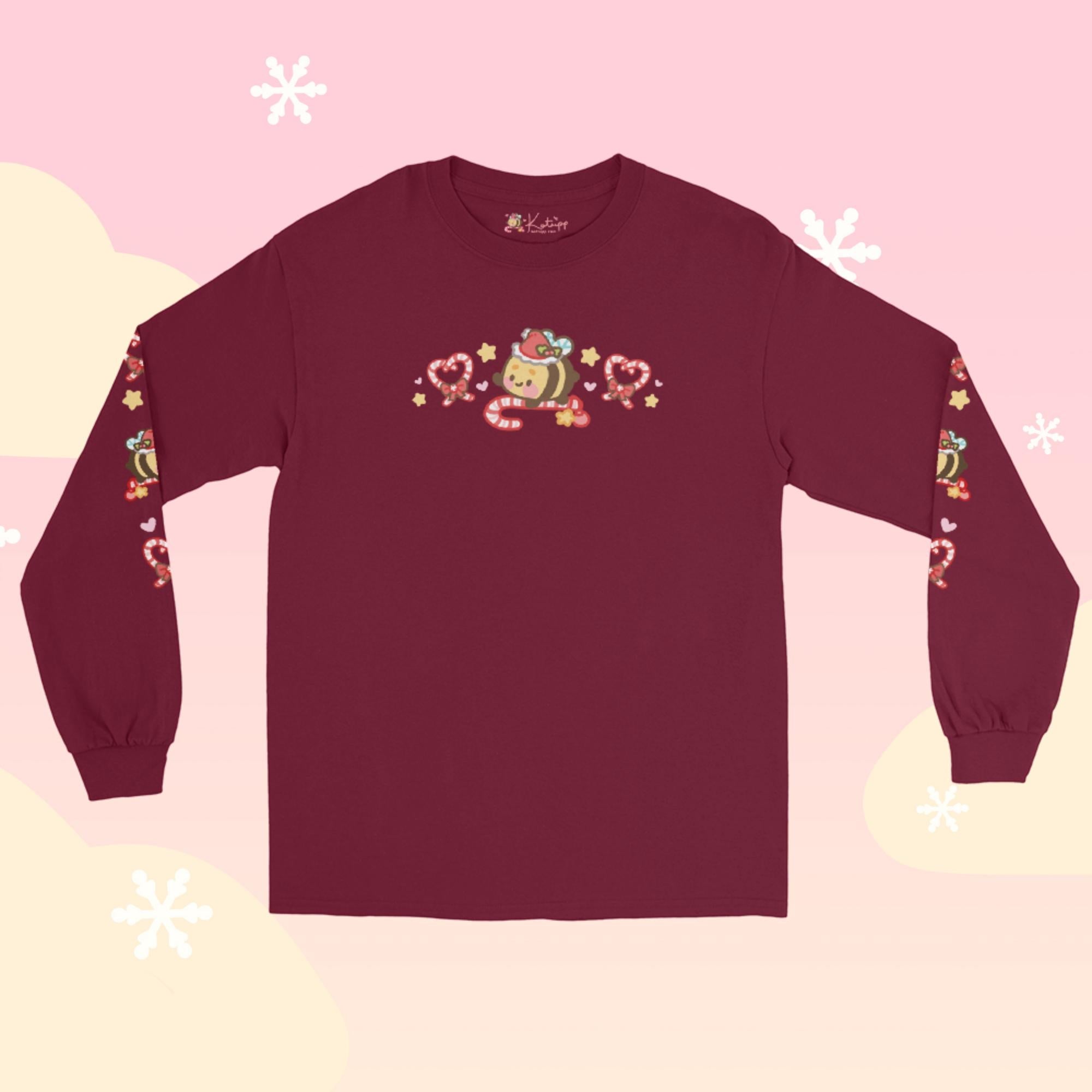 Candy Cane Lane Christmas Long Sleeve Shirt | Bumblebutt the Bumble Bee Holiday Apparel | Festive Winter Clothing Katnipp character product