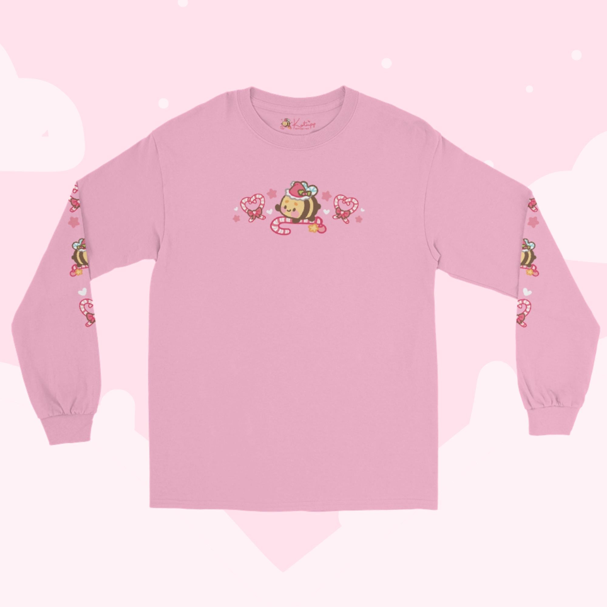 Candy Cane Lane Christmas Long Sleeve Shirt | Bumblebutt the Bumble Bee Holiday Apparel | Festive Winter Clothing Katnipp character product