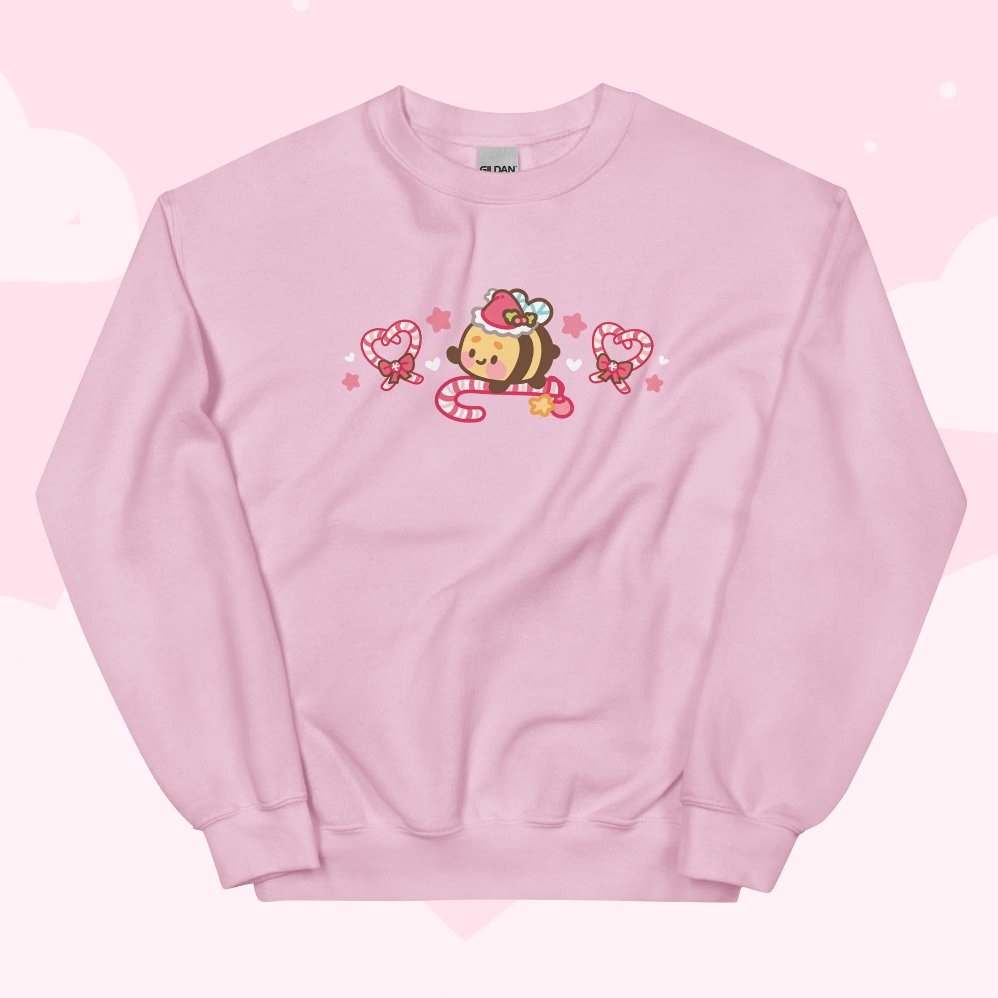 Candy Cane Lane Christmas Sweater | Bumble Bee Kawaii Holiday Apparel | Festive Winter Clothing Katnipp character product
