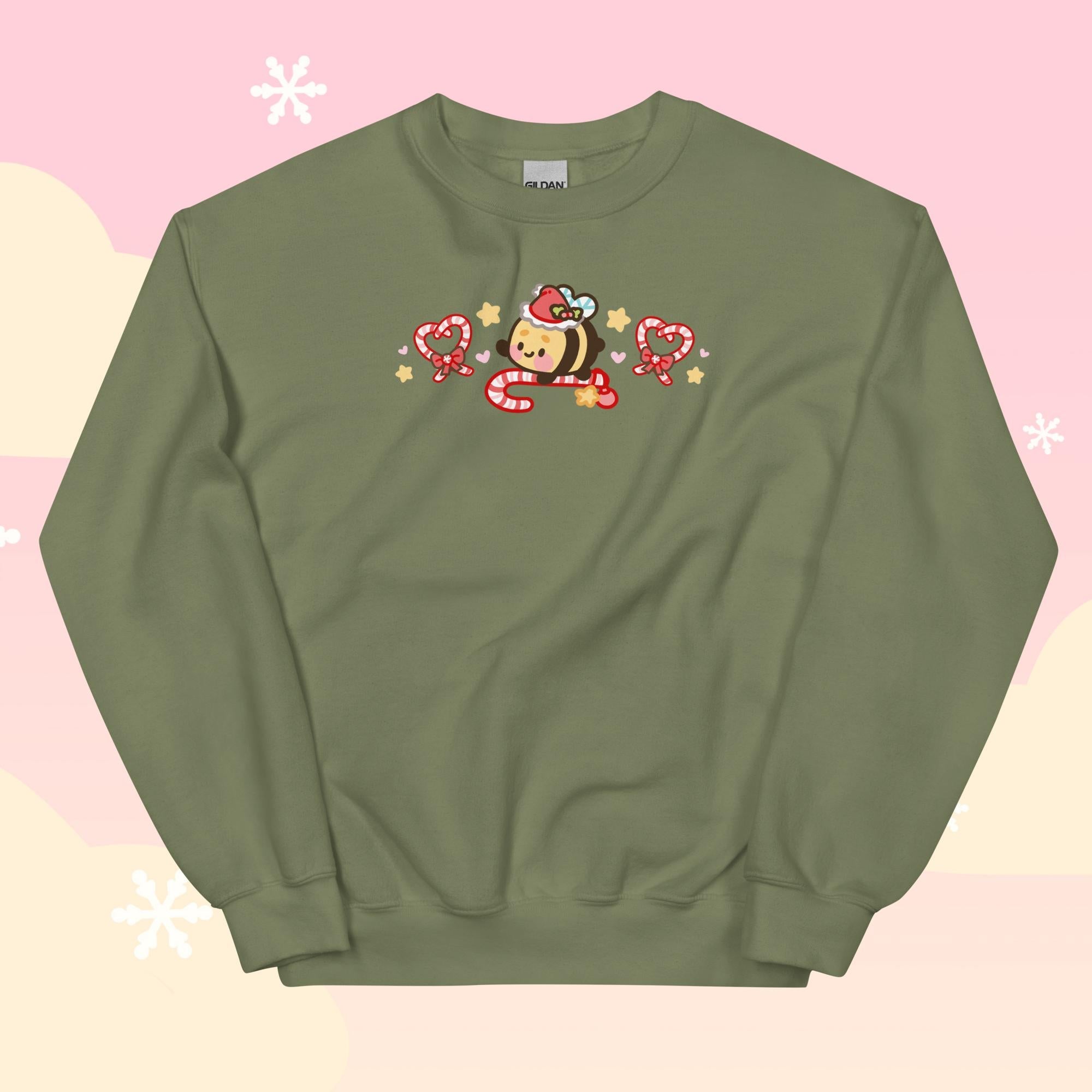 Candy Cane Lane Christmas Sweater | Bumble Bee Kawaii Holiday Apparel | Festive Winter Clothing Katnipp character product