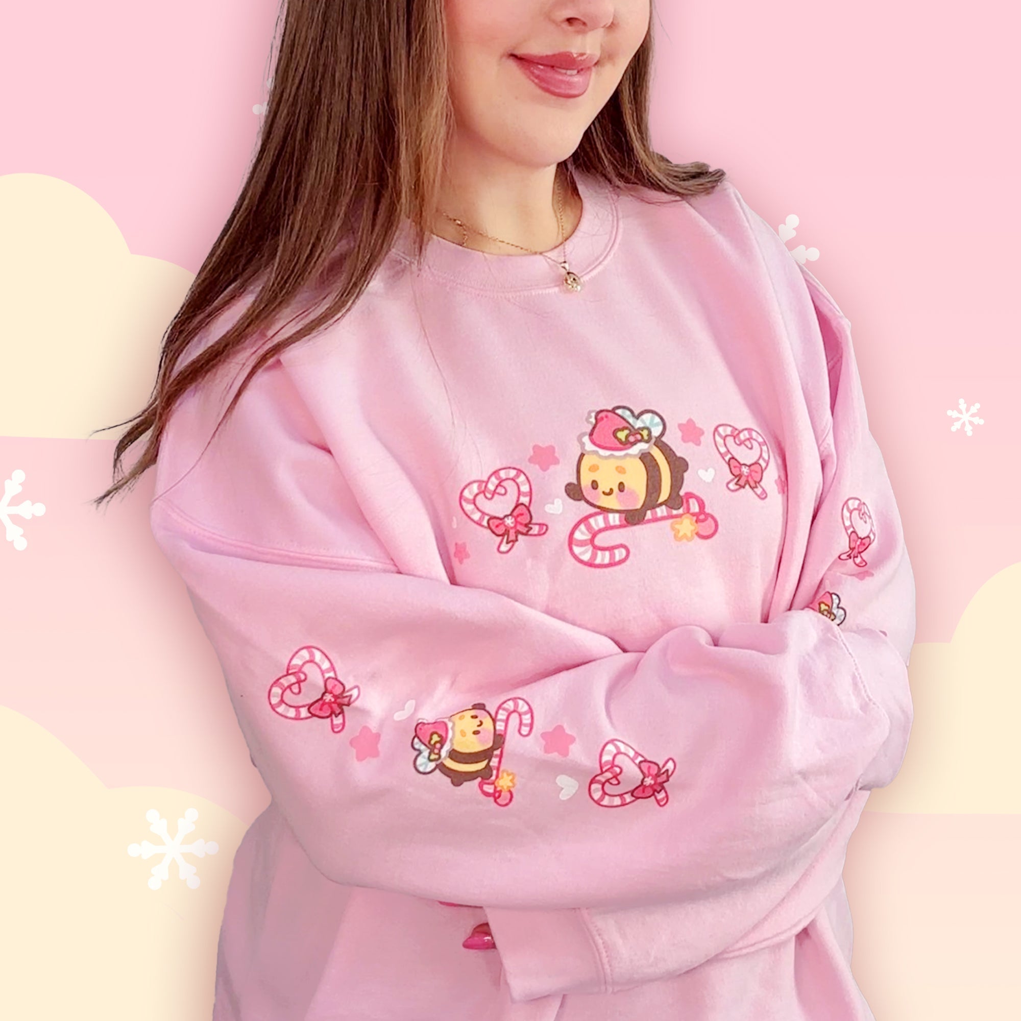 Candy Cane Lane Christmas Sweater Jumper | Kawaii Bumble Bee Holiday Apparel | Festive Winter Clothing Katnipp character product