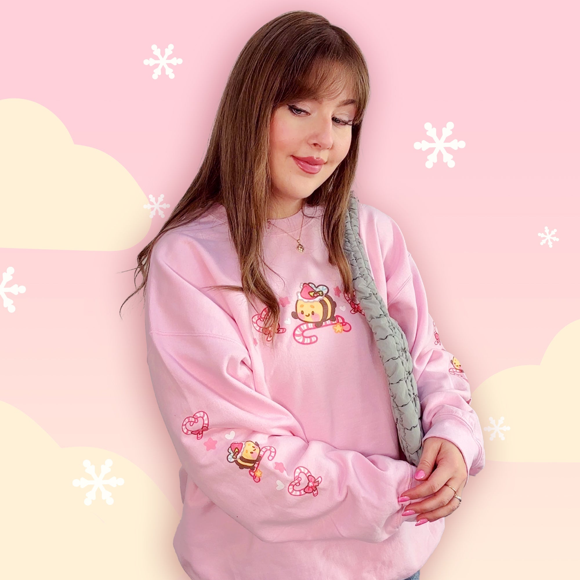 Candy Cane Lane Christmas Sweater Jumper | Kawaii Bumble Bee Holiday Apparel | Festive Winter Clothing Katnipp character product