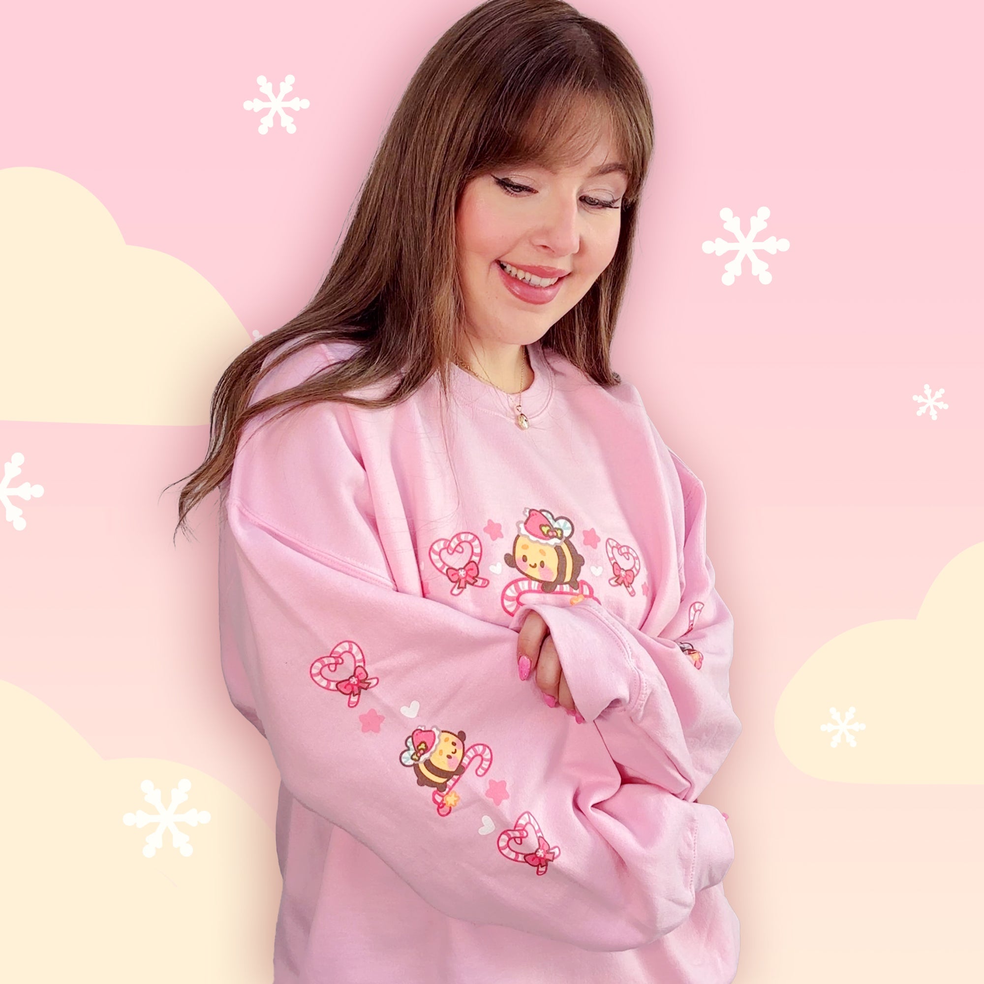 Candy Cane Lane Christmas Sweater Jumper | Kawaii Bumble Bee Holiday Apparel | Festive Winter Clothing Katnipp character product