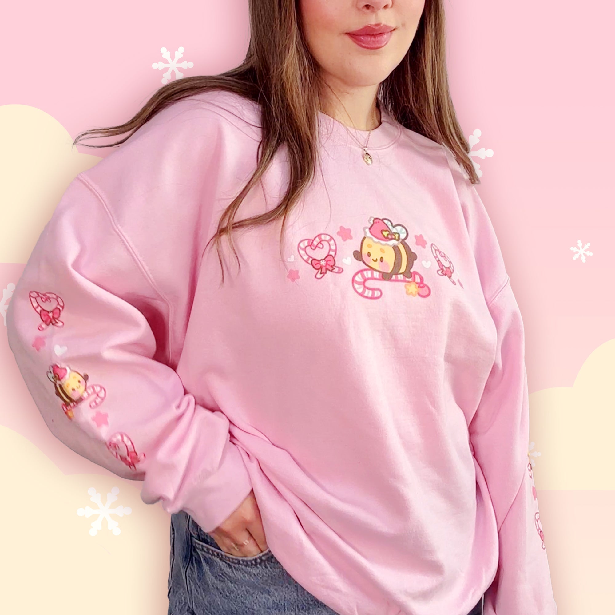 Candy Cane Lane Christmas Sweater Jumper | Kawaii Bumble Bee Holiday Apparel | Festive Winter Clothing Katnipp character product