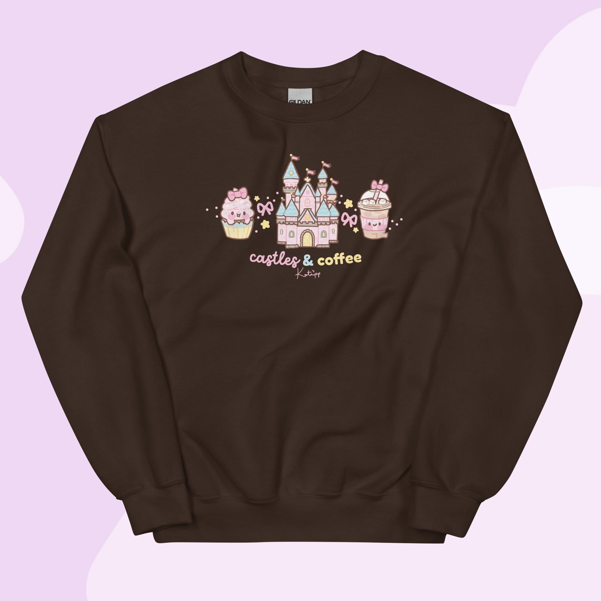 Castles & Coffee | Kawaii Castle Sweatshirt | Cute Theme Park Pastel Jumper Katnipp character product