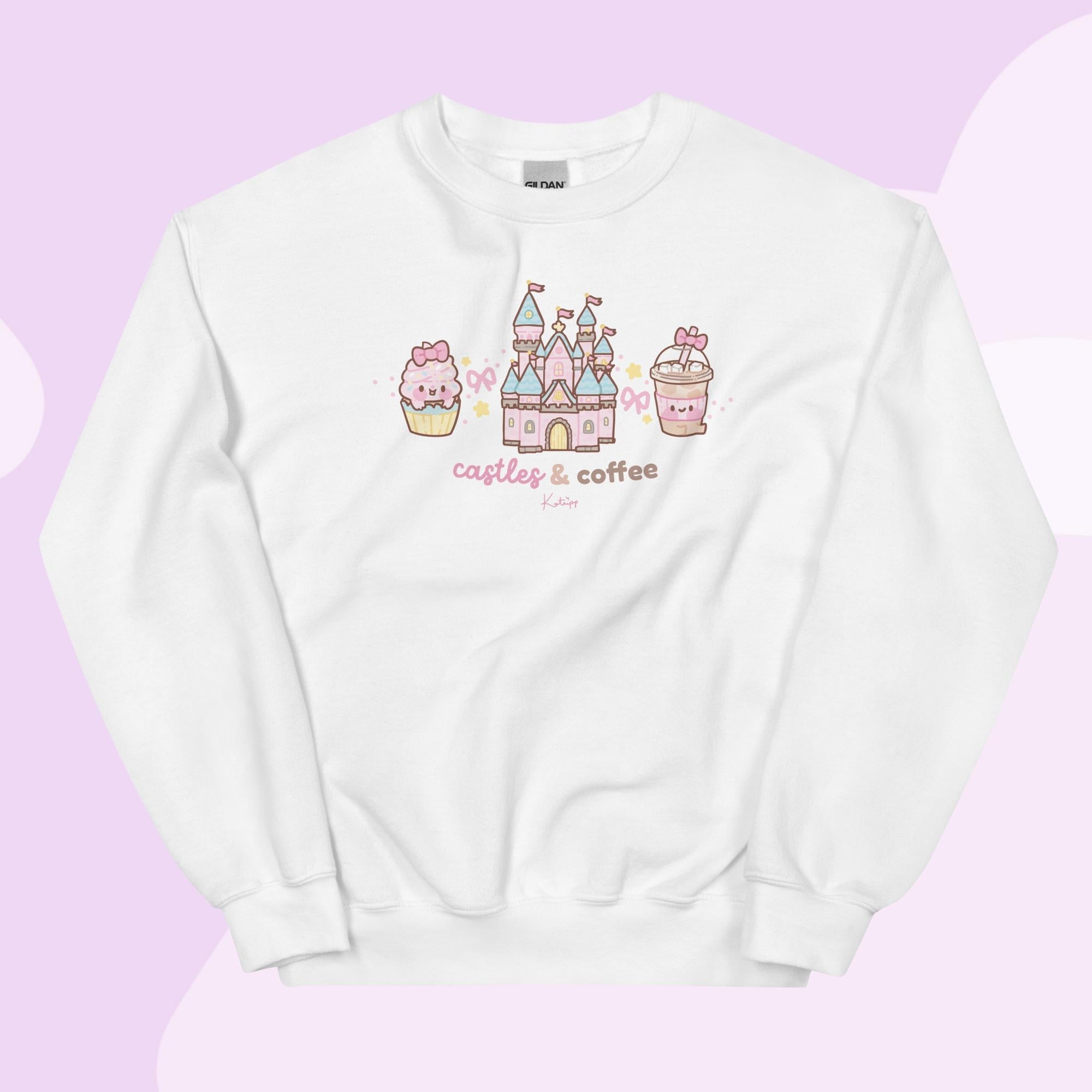 Castles & Coffee | Kawaii Castle Sweatshirt | Cute Theme Park Pastel Jumper Katnipp character product