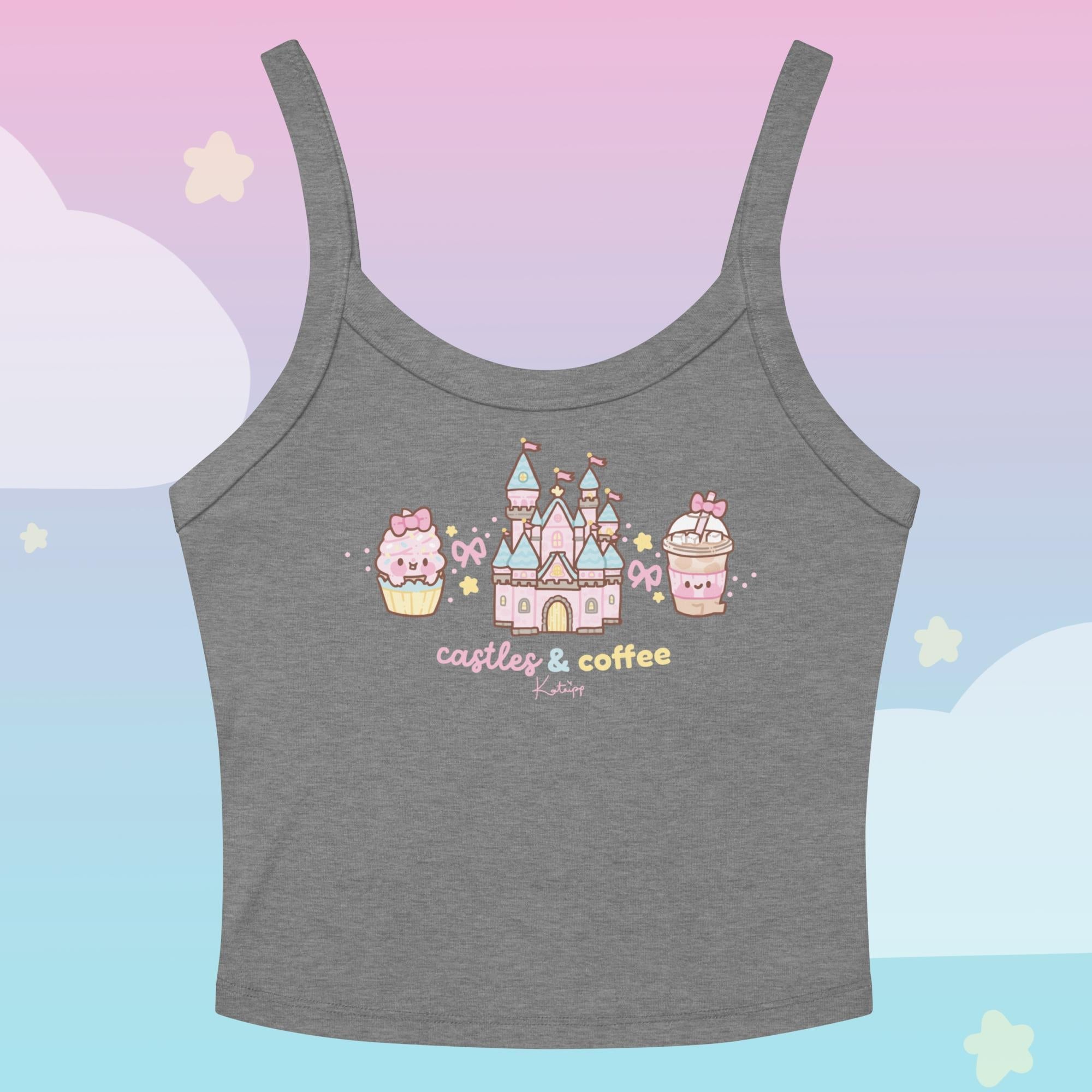 Castles & Coffee Y2K Crop Top | Kawaii Theme Park Outfit | Cosy Kingdom Apparel by Katnipp Katnipp character product