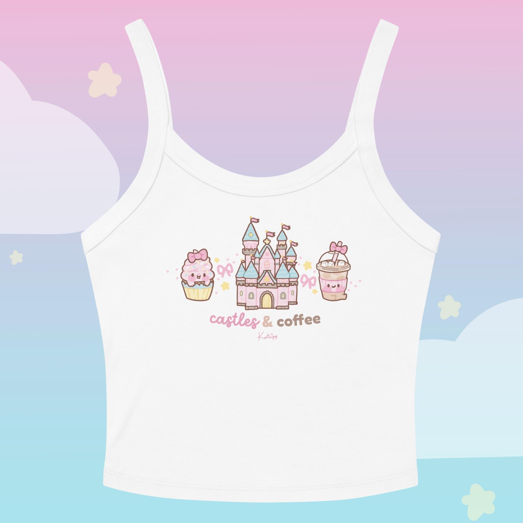 Castles & Coffee Y2K Crop Top | Kawaii Theme Park Outfit | Cosy Kingdom Apparel by Katnipp Katnipp character product
