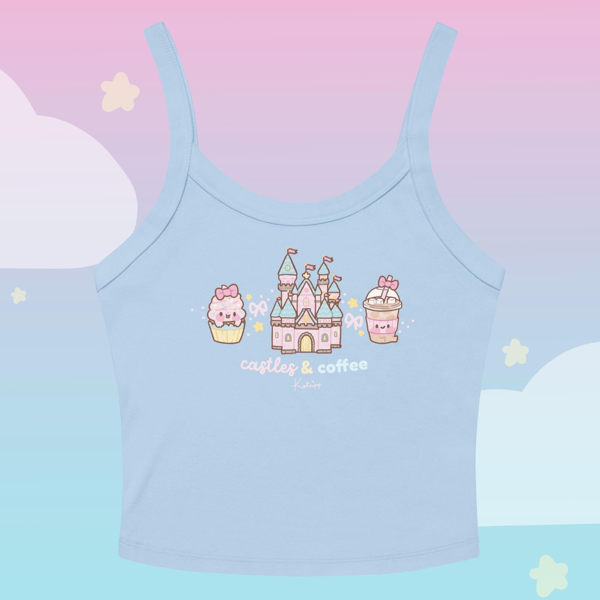 Castles & Coffee Y2K Crop Top | Kawaii Theme Park Outfit | Cosy Kingdom Apparel by Katnipp Katnipp character product