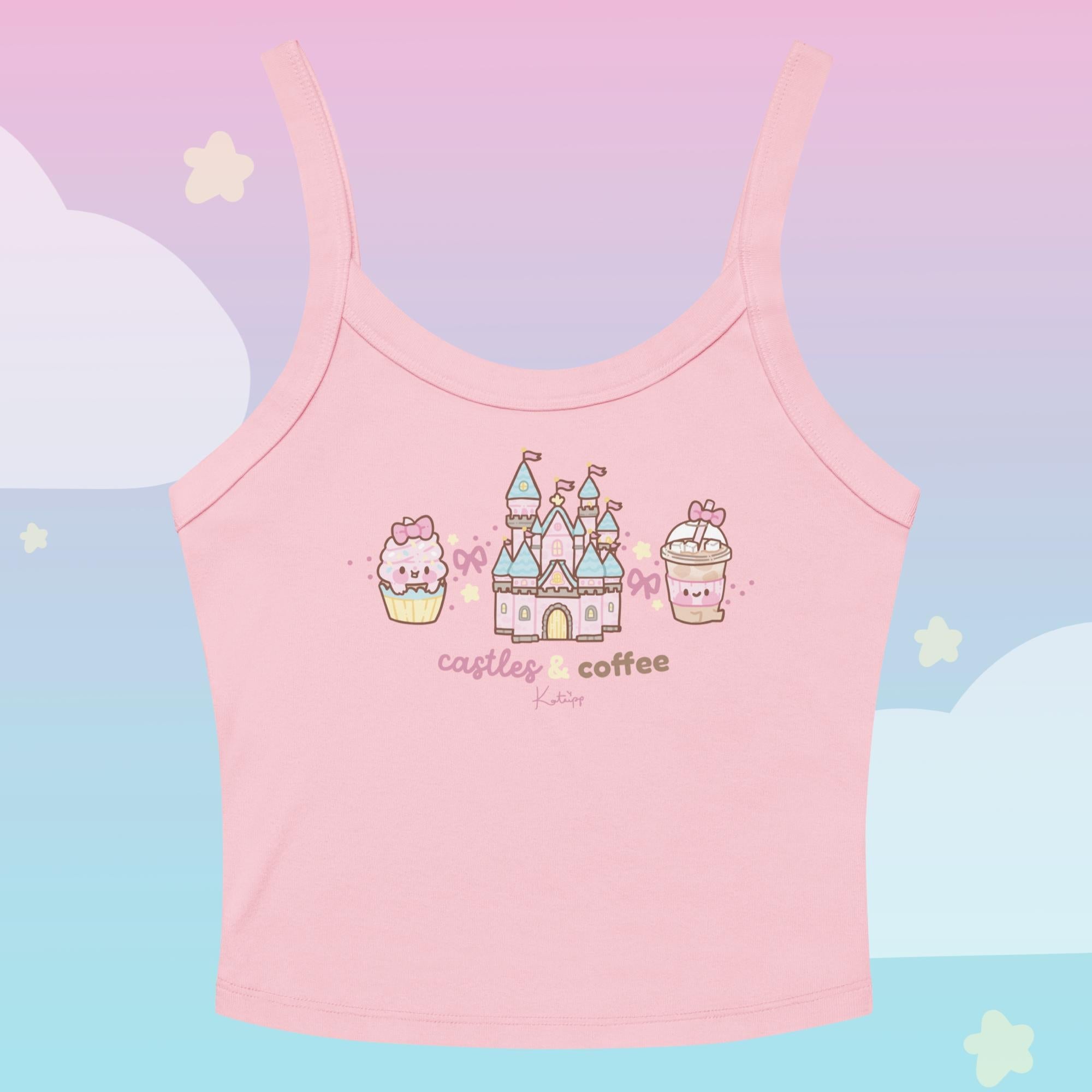 Castles & Coffee Y2K Crop Top | Kawaii Theme Park Outfit | Cosy Kingdom Apparel by Katnipp Katnipp character product