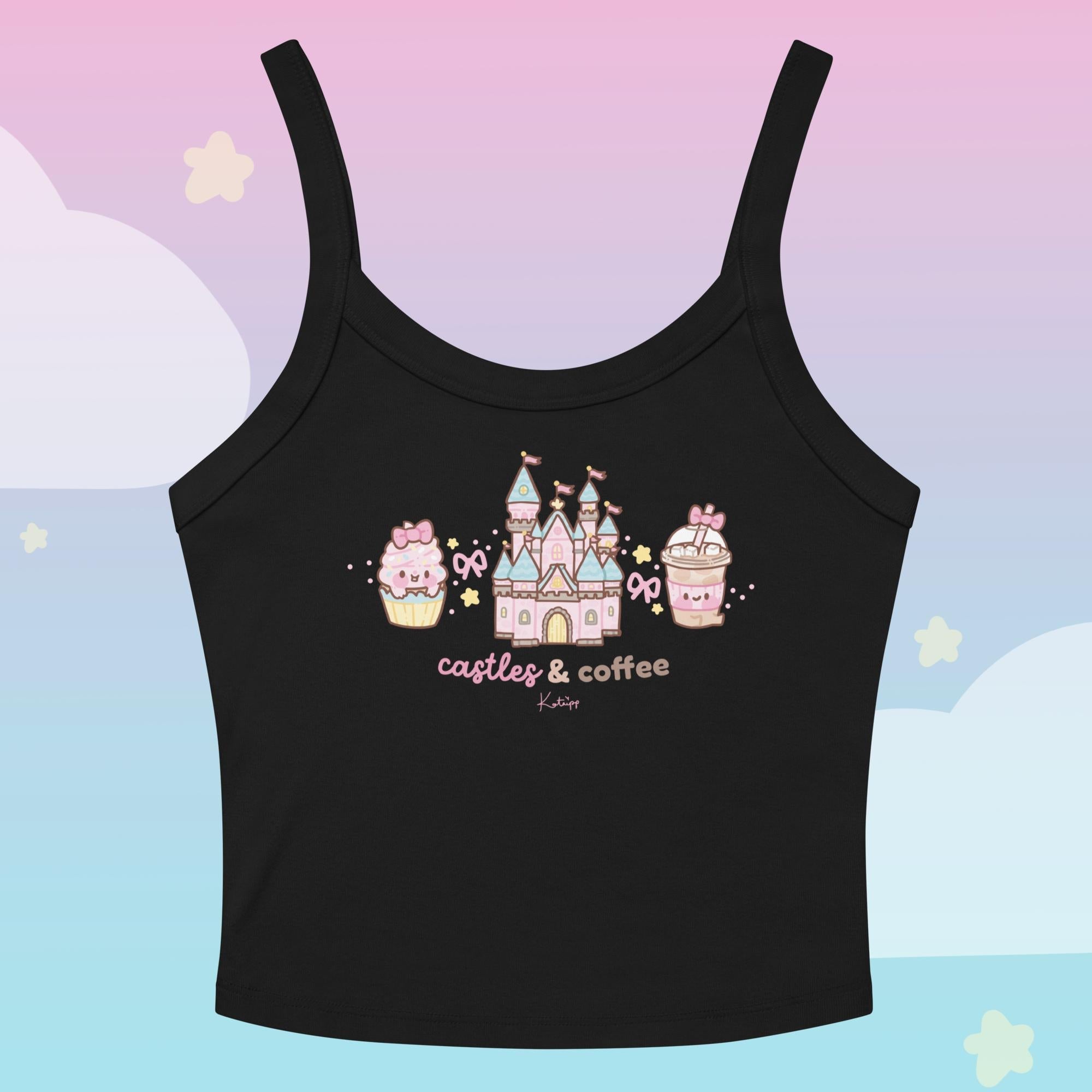 Castles & Coffee Y2K Crop Top | Kawaii Theme Park Outfit | Cosy Kingdom Apparel by Katnipp Katnipp character product