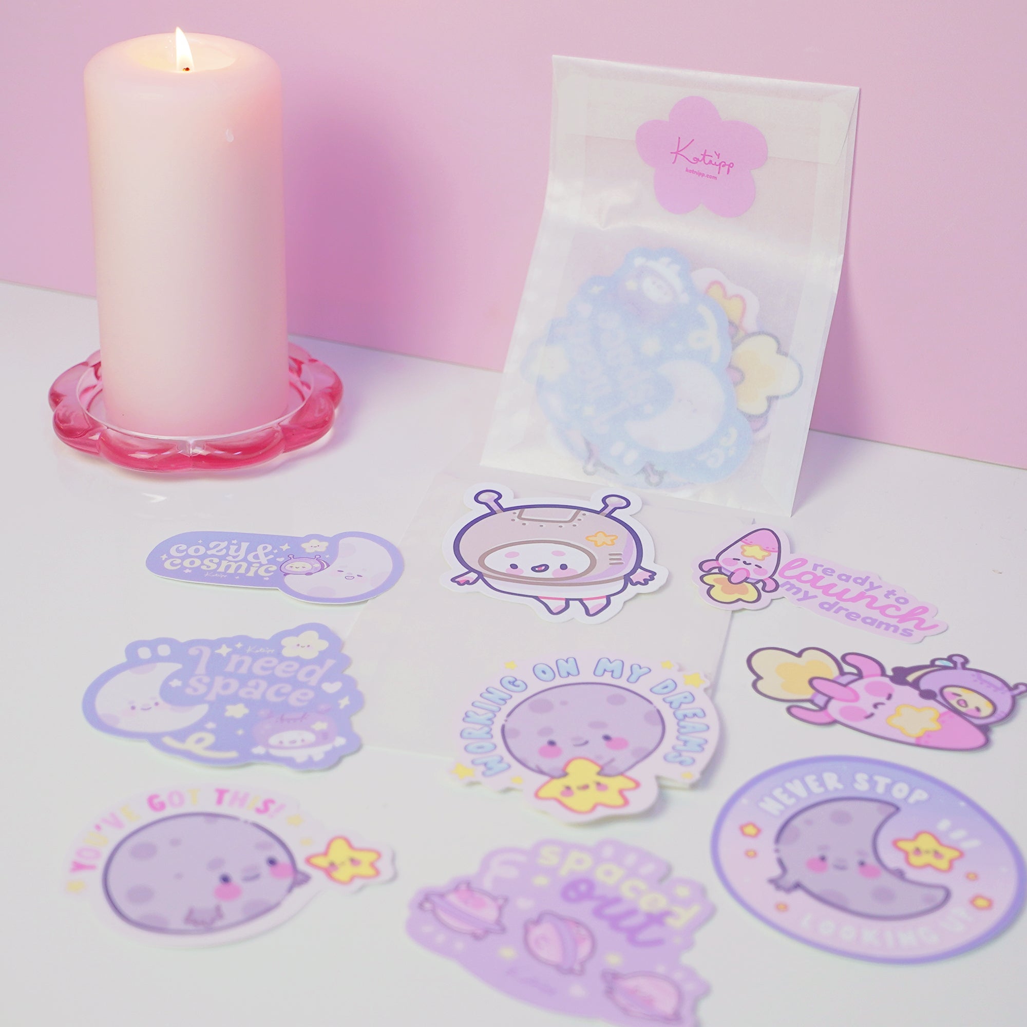 Celestial Kawaii Vinyl Sticker Pack - 9 Glossy Die-Cut Stickers Katnipp character product