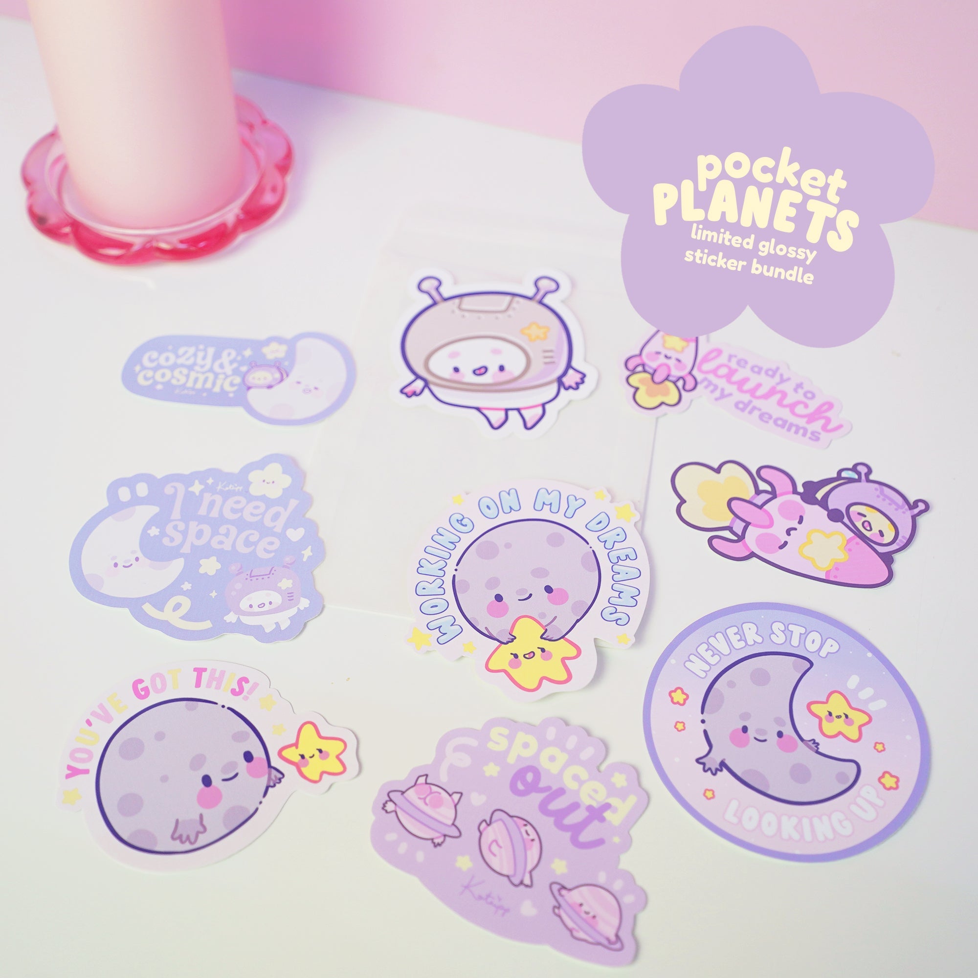 Celestial Kawaii Vinyl Sticker Pack - 9 Glossy Die-Cut Stickers Katnipp character product