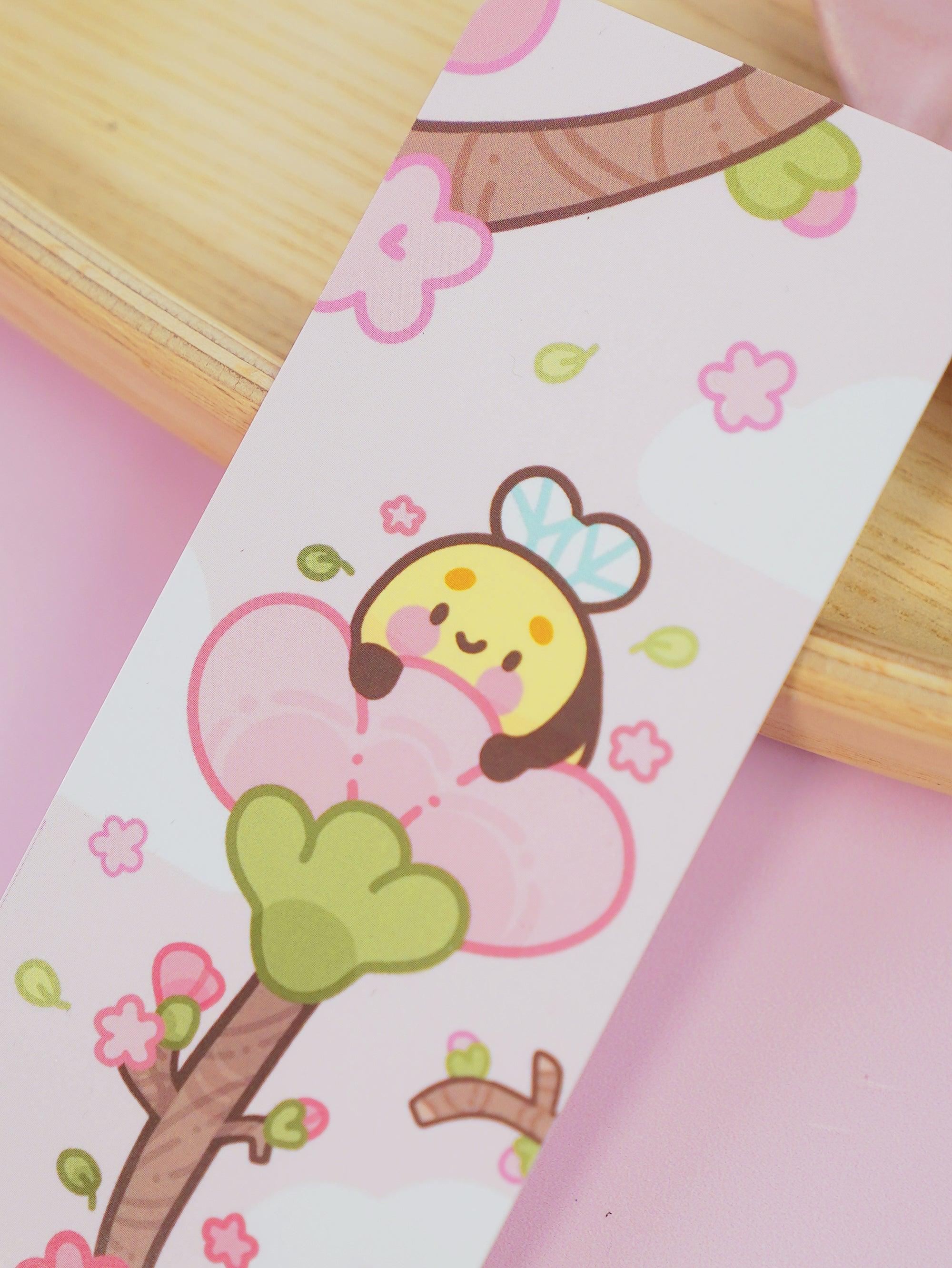Charming Bumblebutt Bee and Cherry Blossom Flower Bookmark - Katnipp Studios