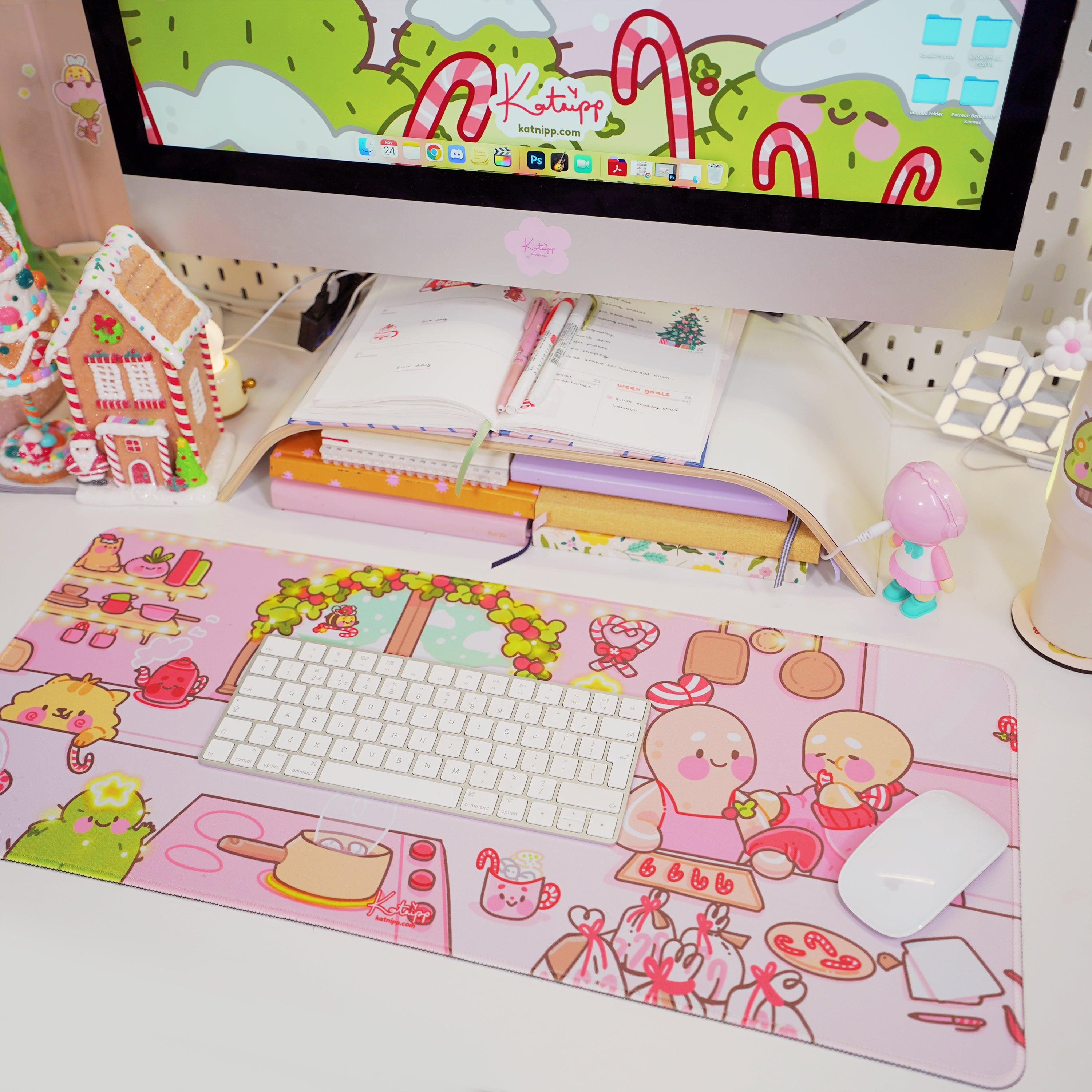 Christmas Large Gingie and Spice Gaming Desk Mouse Pad - Katnipp Studios