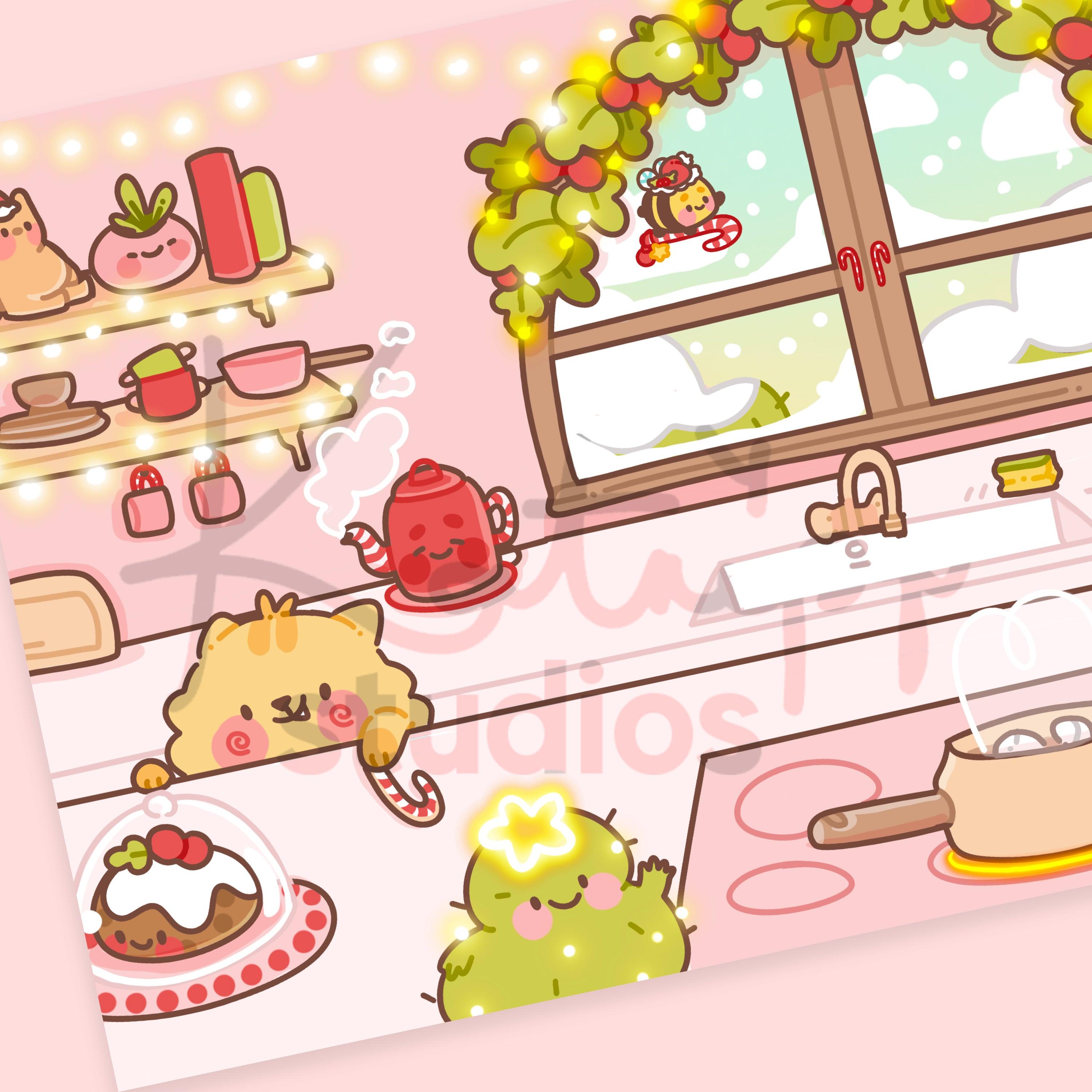 Christmas Large Gingie and Spice Gaming Desk Mouse Pad - Katnipp Studios