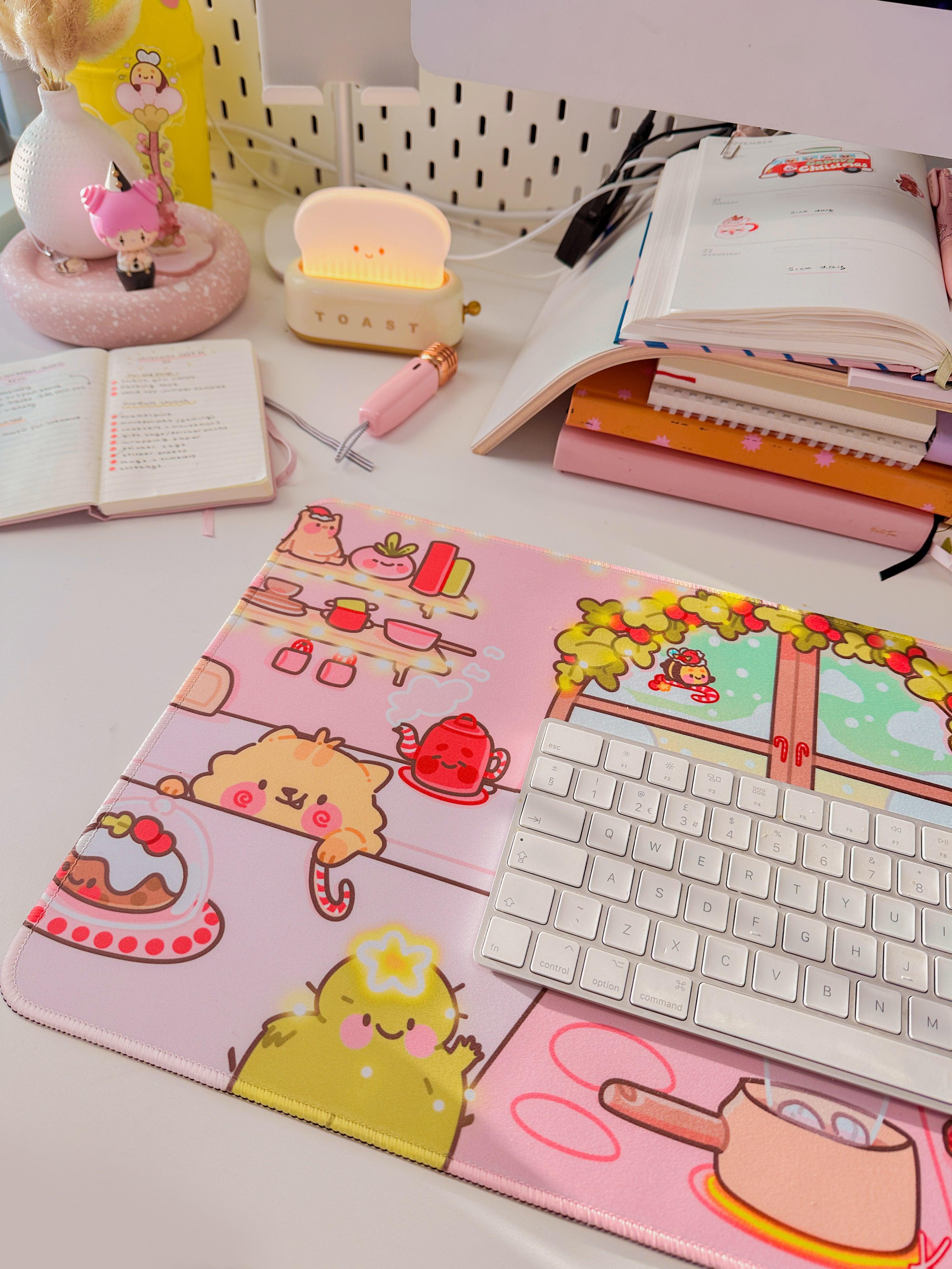 Christmas Large Gingie and Spice Gaming Desk Mouse Pad - Katnipp Studios