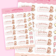 Cinnamon Book Review Stickers | Bookish Planner Sticker Sheet | CC004 Katnipp character product
