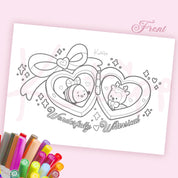 Cinnamon & Bumblebutt Colouring Postcard | Whimsical Pink Coquette A6 Kawaii Katnipp Card kawaii character design by Katnipp