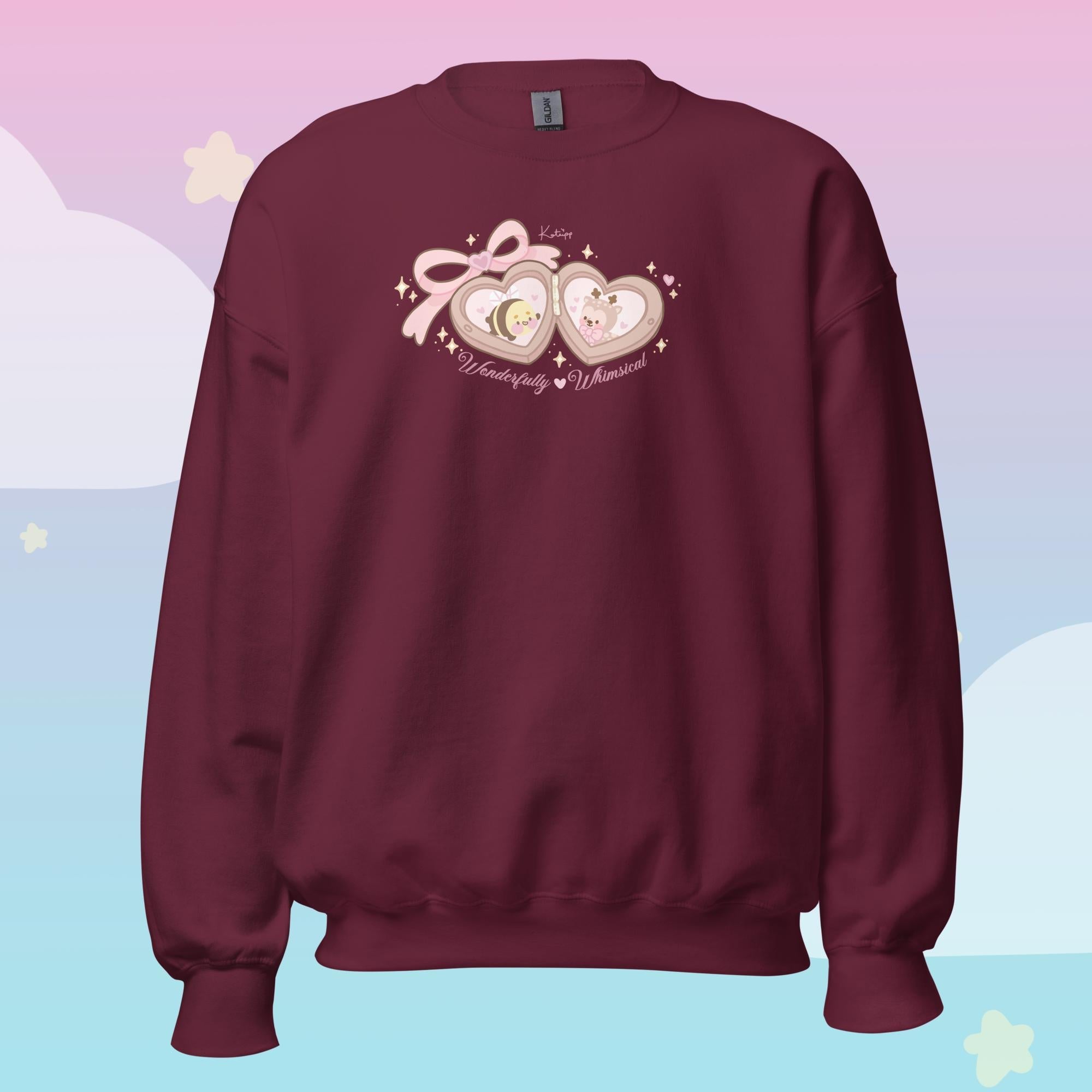 Cinnamon & Bumblebutt Whimsical Sweatshirt | Kawaii Coquette Cottagecore Jumper kawaii character design by Katnipp Studios