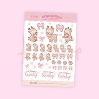 Cinnamon Coquette Sticker Sheet | Kawaii Deer Planner Stickers | CC007