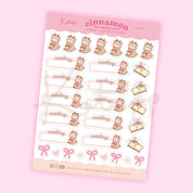 Cinnamon Reading Tracker Stickers | Bookish Planner Sticker Sheet | CC003 Katnipp character product