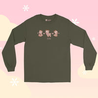 Cinnamon the Chubby Reindeer Christmas Long Sleeve T-Shirt | Cute Holiday Apparel | Festive Winter Wardrobe Essential - Military Green / 4XL