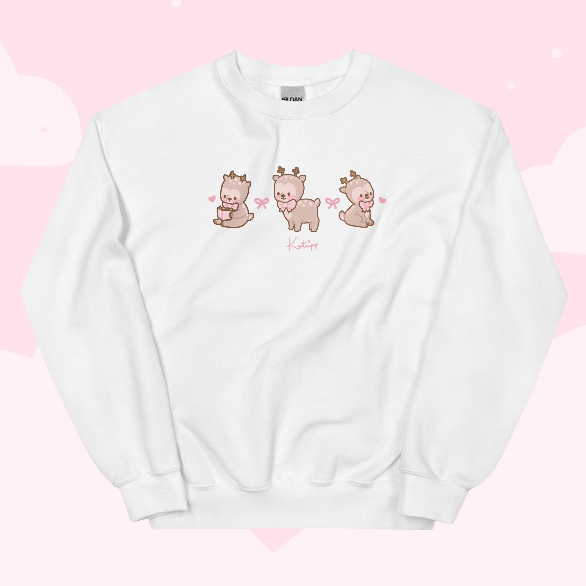 Cinnamon the Chubby Reindeer Christmas Sweater | Cute Holiday Apparel | Festive Kawaii Winter Clothing - Katnipp Studios