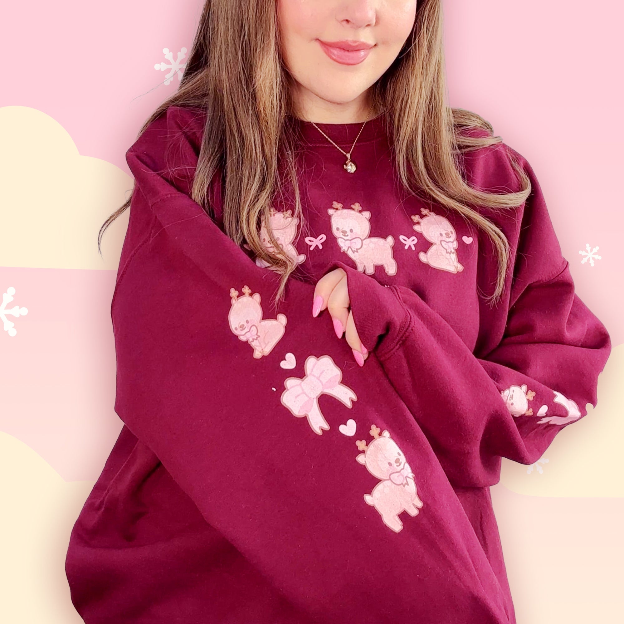 Cinnamon the Chubby Reindeer Cute Christmas Sweater | Festive Holiday Season Kawaii Sweatshirt | Cozy Warm Winter Sweater Katnipp character product