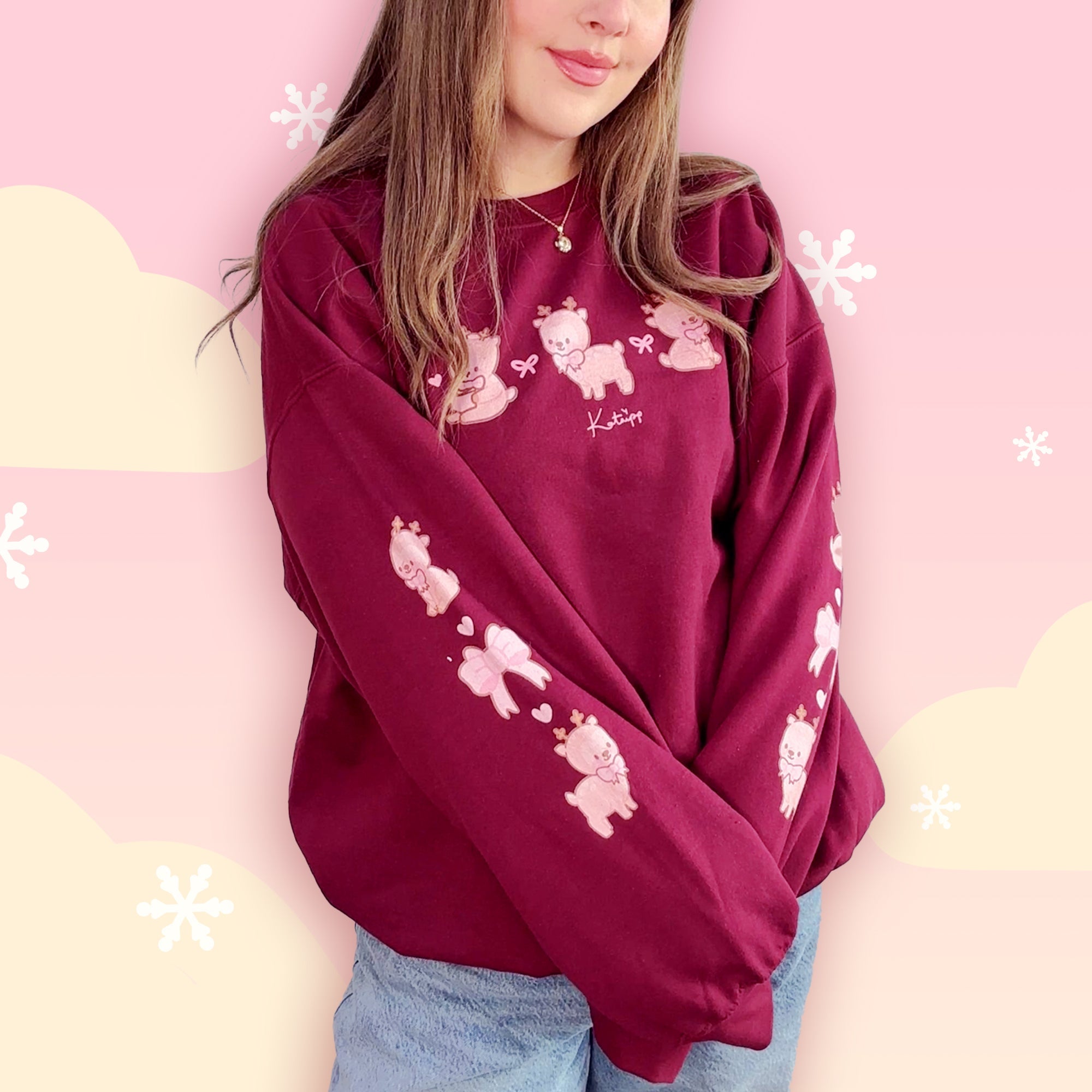 Cinnamon the Chubby Reindeer Cute Christmas Sweater | Festive Holiday Season Kawaii Sweatshirt | Cozy Warm Winter Sweater Katnipp character product