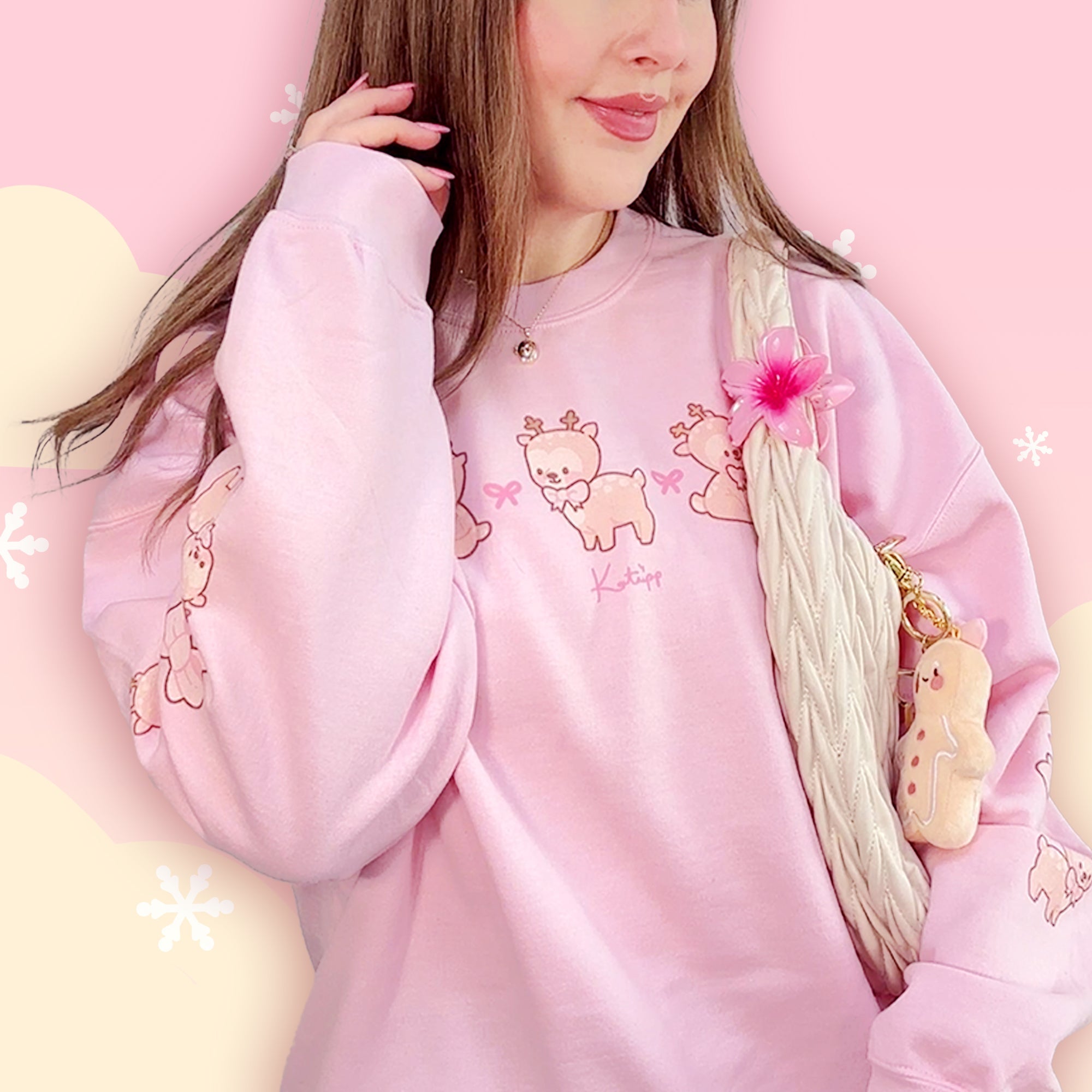 Cinnamon the Chubby Reindeer Cute Christmas Sweater | Festive Holiday Season Kawaii Sweatshirt | Cozy Warm Winter Sweater Katnipp character product